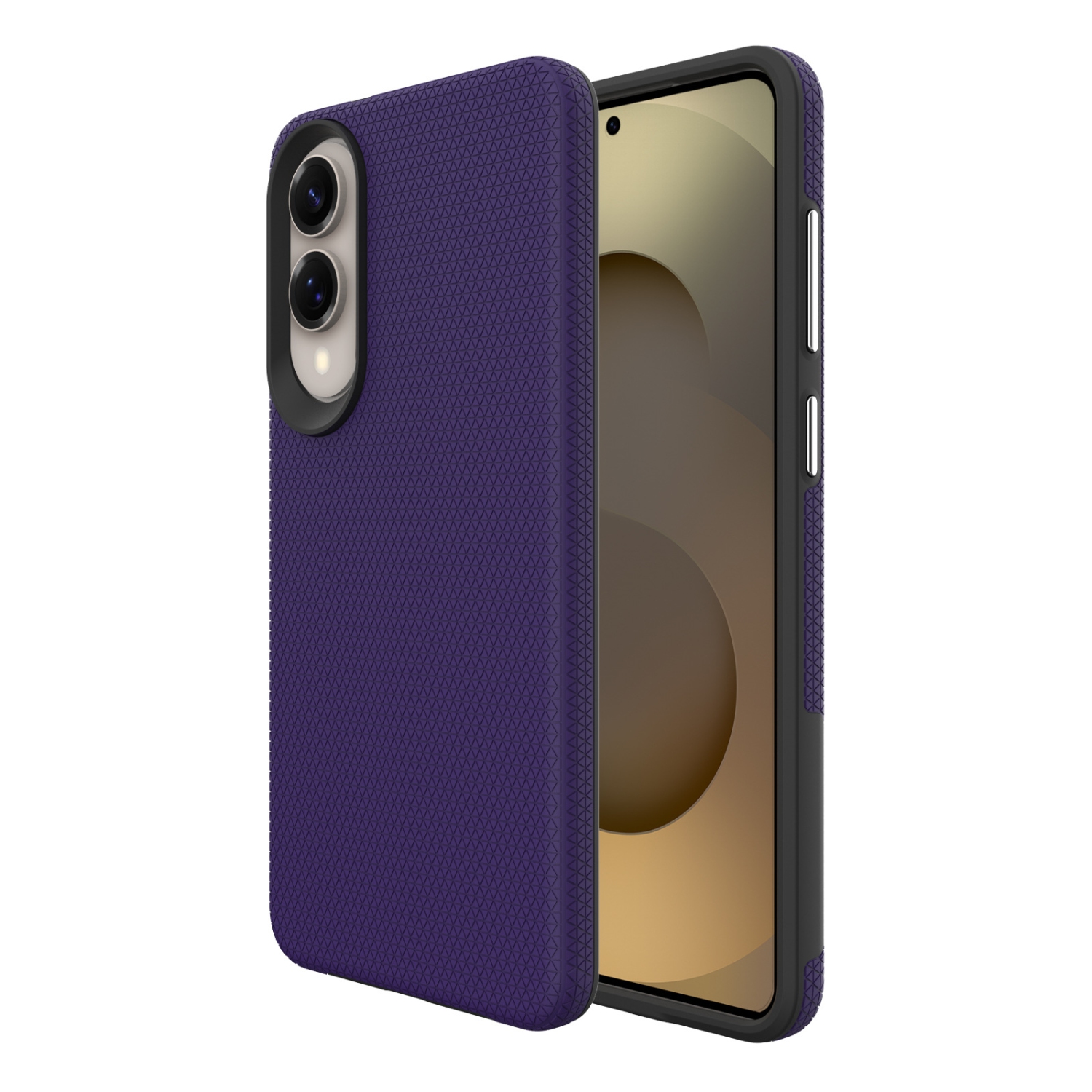 TopSave – Étui hybride double couche en TPU à motif triangulaire PC Back+Intérieur pour Samsung Galaxy S25 Edge 6,7&nbsp;po, violet foncé