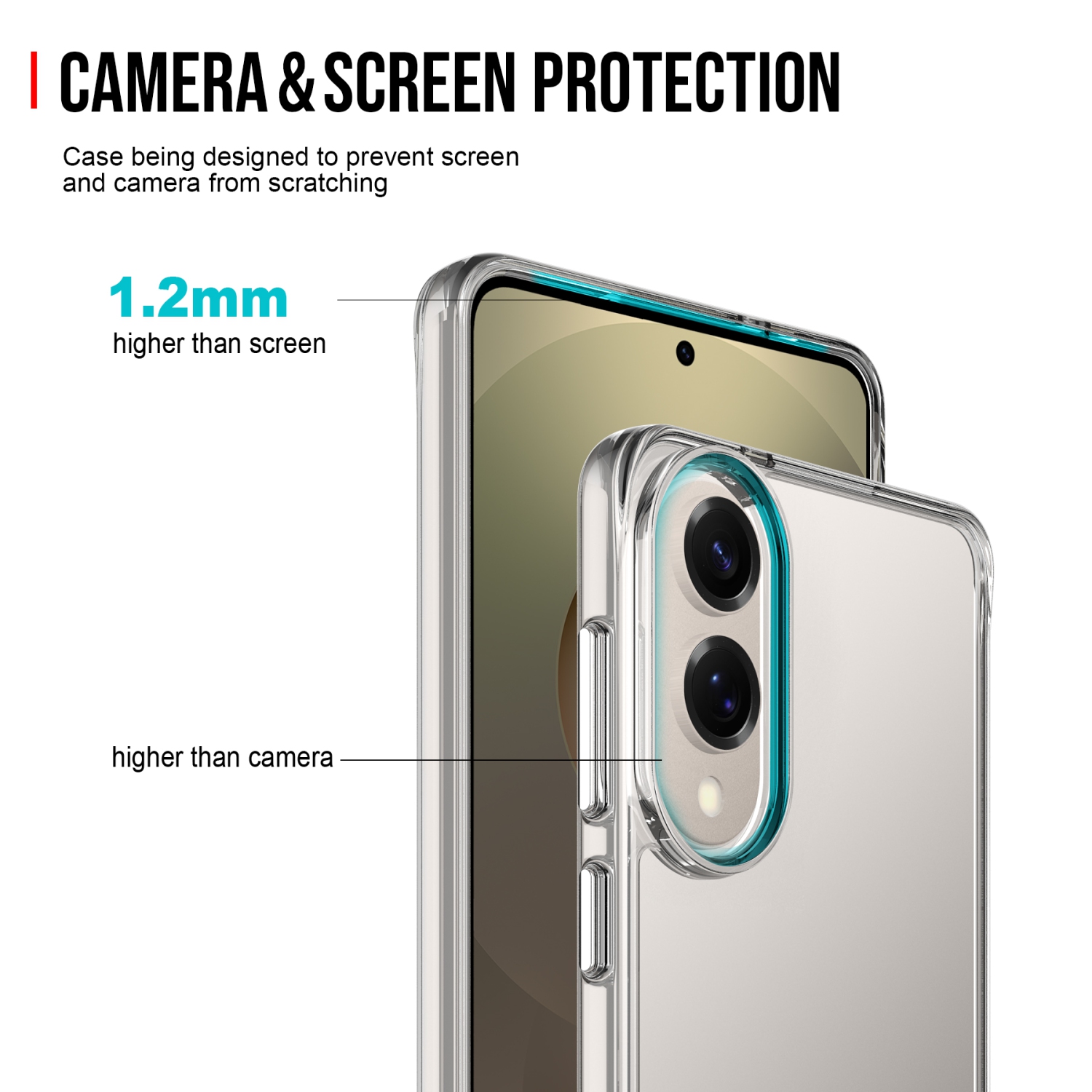 TopSave – Étui protecteur hybride Crystal Clear avec bouton argenté pour Samsung Galaxy S25 Edge 6,7 po