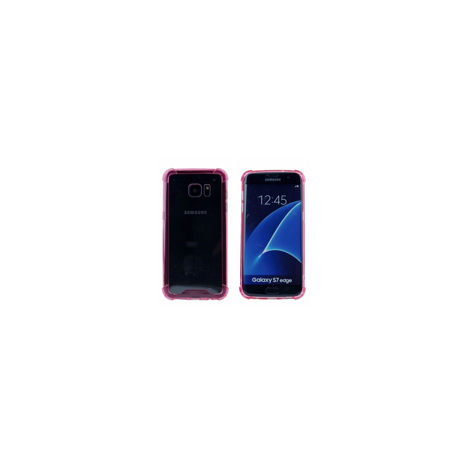 Coque rigide transparente transparente TPU pour Samsung S7 Edge, rose