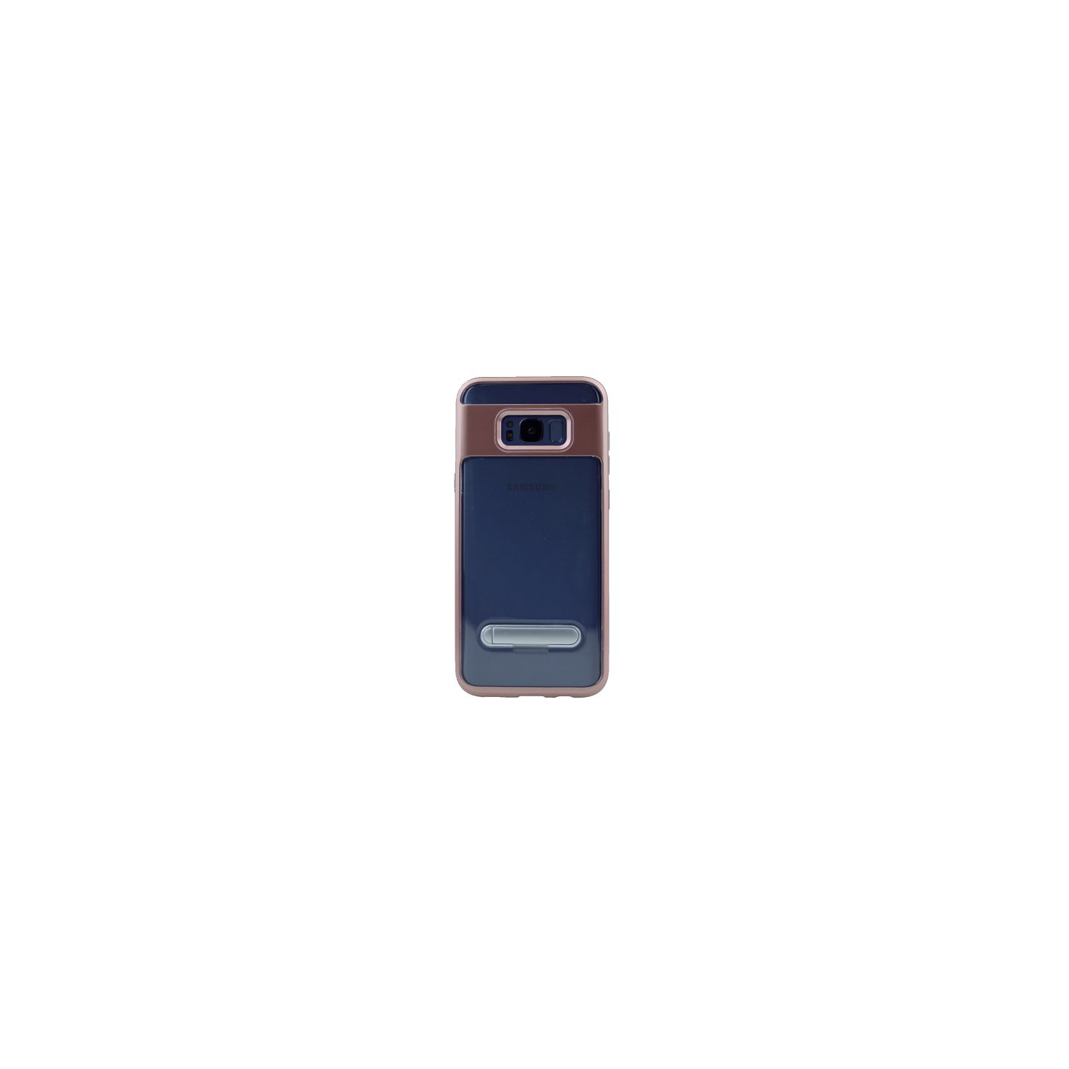 TopSave No Package will be included Slim clear tpu+hard frame rubber bumper for Samsung S8 Plus with kickstand, Rose Gold