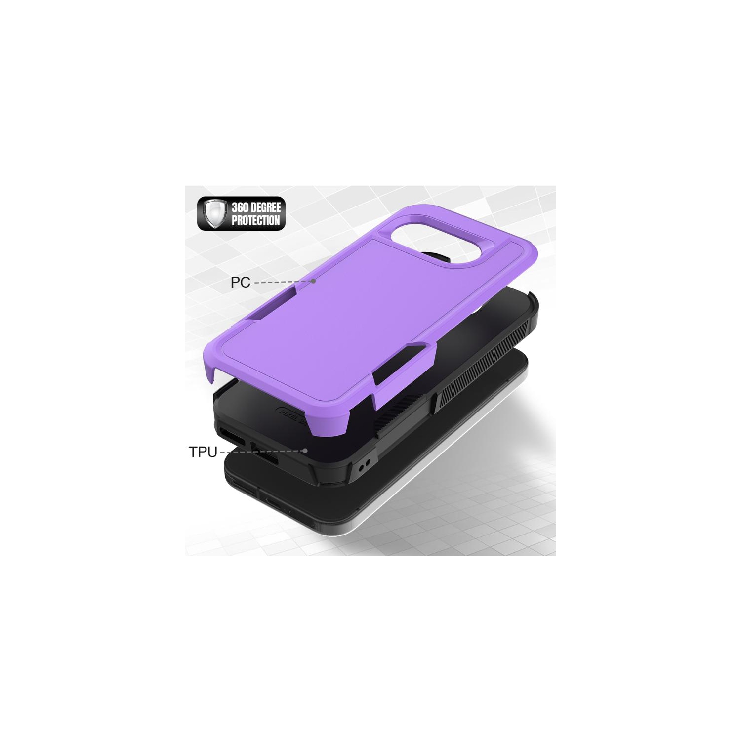 TopSave New Style Matt Polish PC+TPU 2 in 1 Slim Lightweight Shockproof, Rugged, Protective Armor Case For Google Pixel 9a 6.3" 5G, Purple