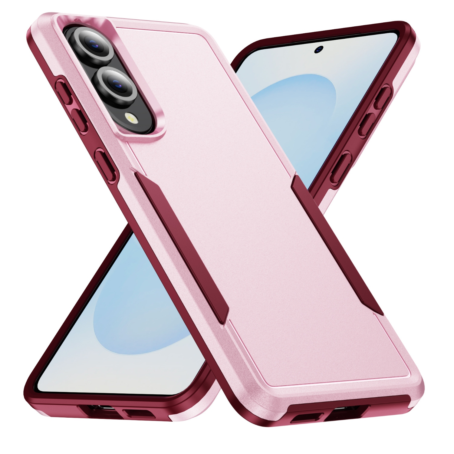 TopSave New Style Matt Polish PC+TPU 2-en-1 Slim, antichoc, robuste, étui protecteur Armor pour Samsung Galaxy S25 Edge 6,7&nbsp;po, rose