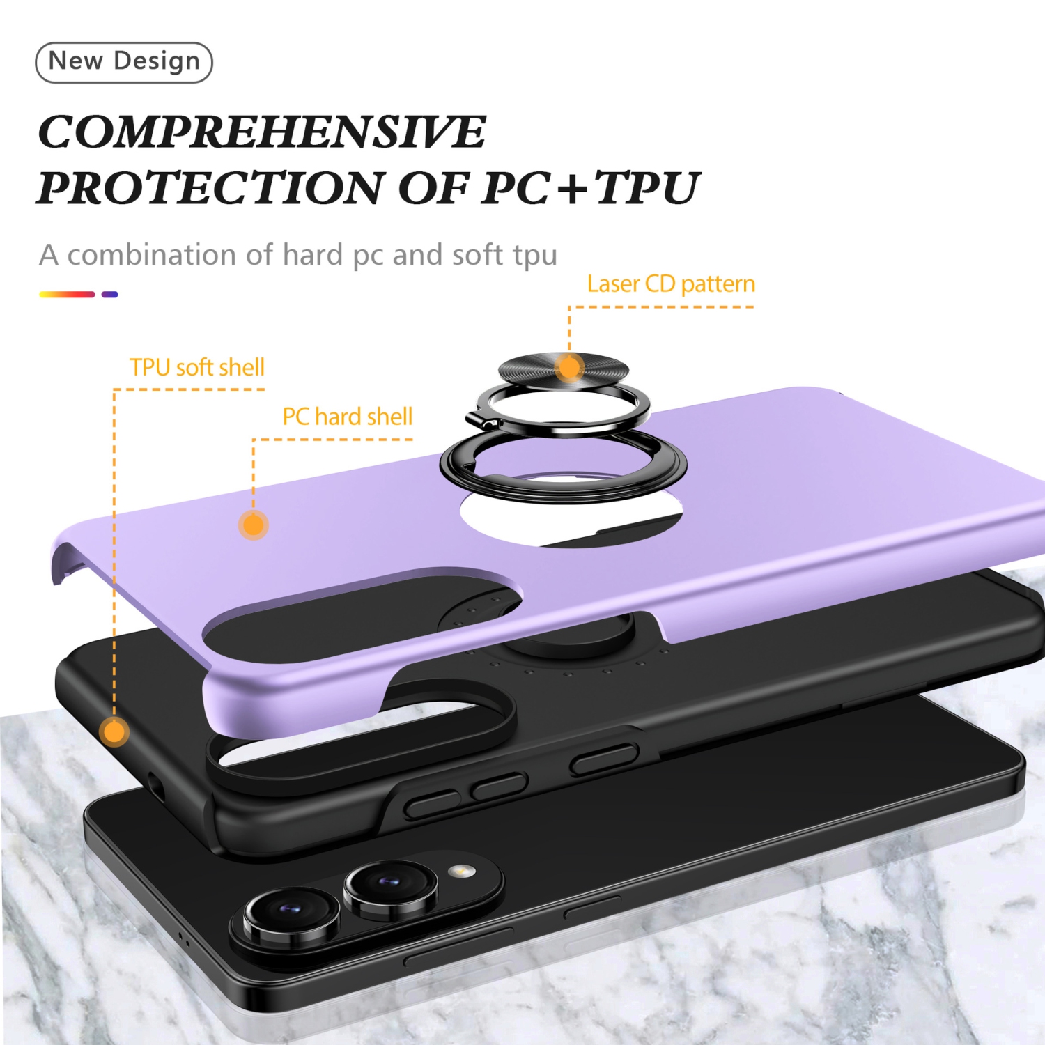 TopSave – « Hidden Series », ensemble de dos en PC couleur unie avec étui protecteur intérieur en TPU noir, béquille pour Samsung Galaxy