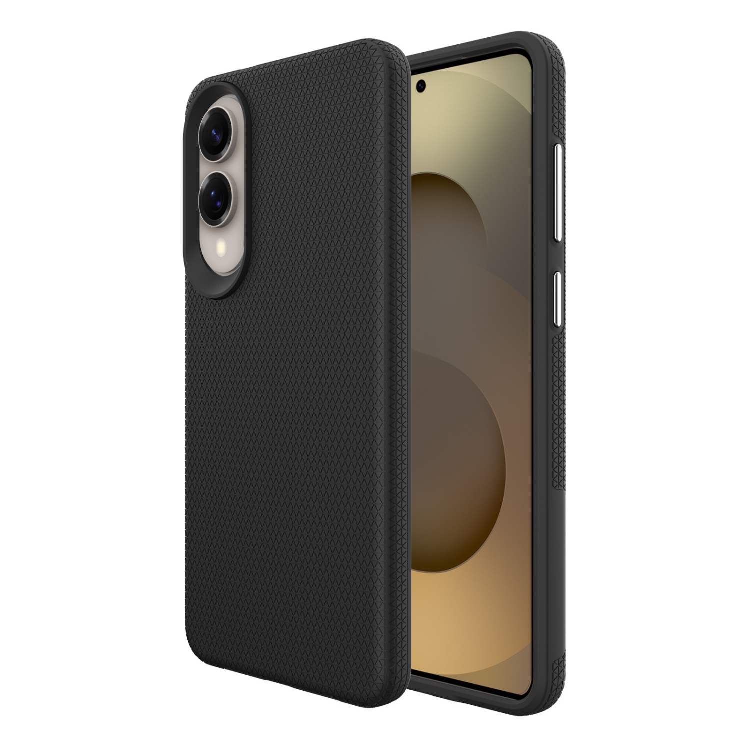 TopSave – Étui hybride double couche en TPU à motif triangulaire PC Back+Inner pour Samsung Galaxy S25 Edge 6,7&nbsp;po, noir