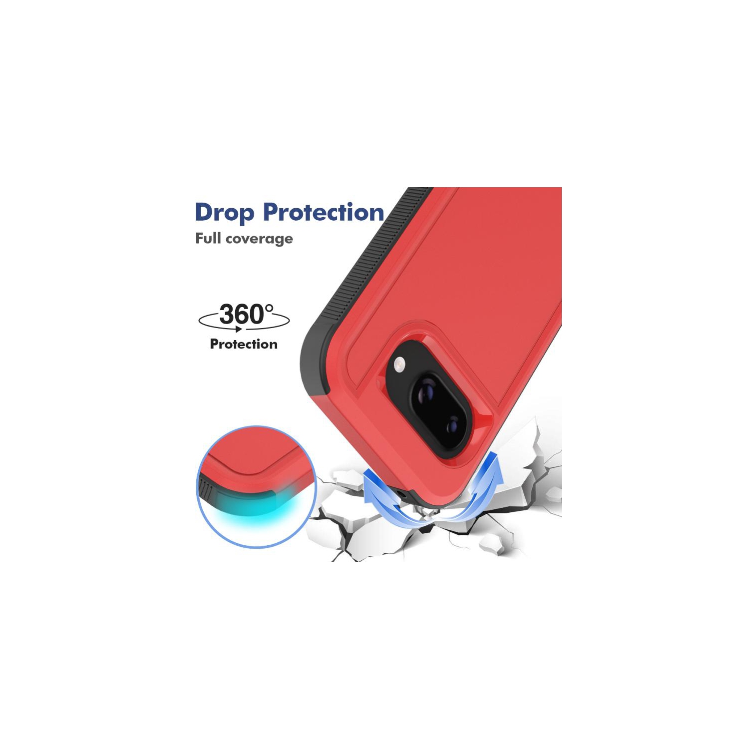 TopSave New Style Matt Polish PC+TPU 2 in 1 Slim Lightweight Shockproof, Rugged, Protective Armor Case For Google Pixel 9a 6.3" 5G, Red