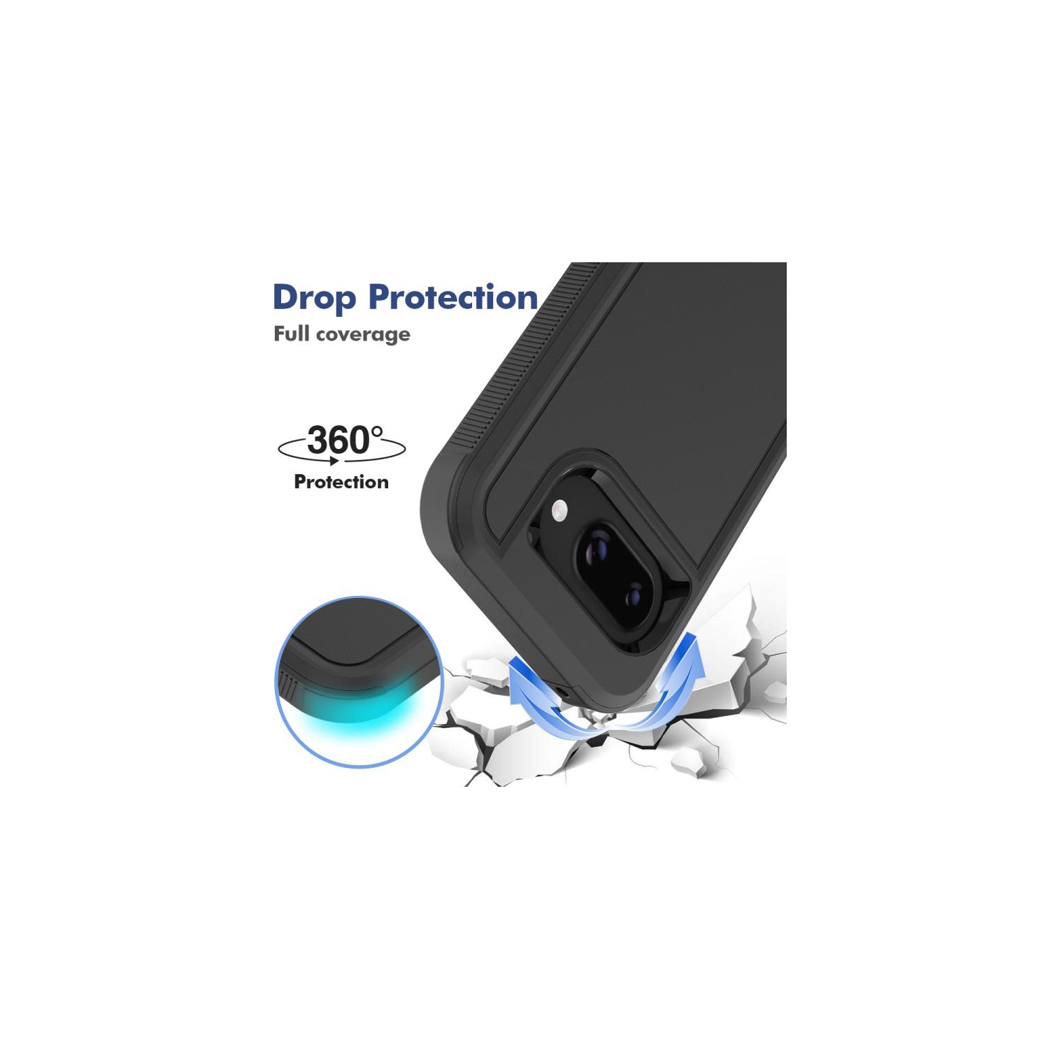 TopSave New Style Matt Polish PC+TPU 2 in 1 Slim Lightweight Shockproof, Rugged, Protective Armor Case For Google Pixel 9a 6.3" 5G, Black