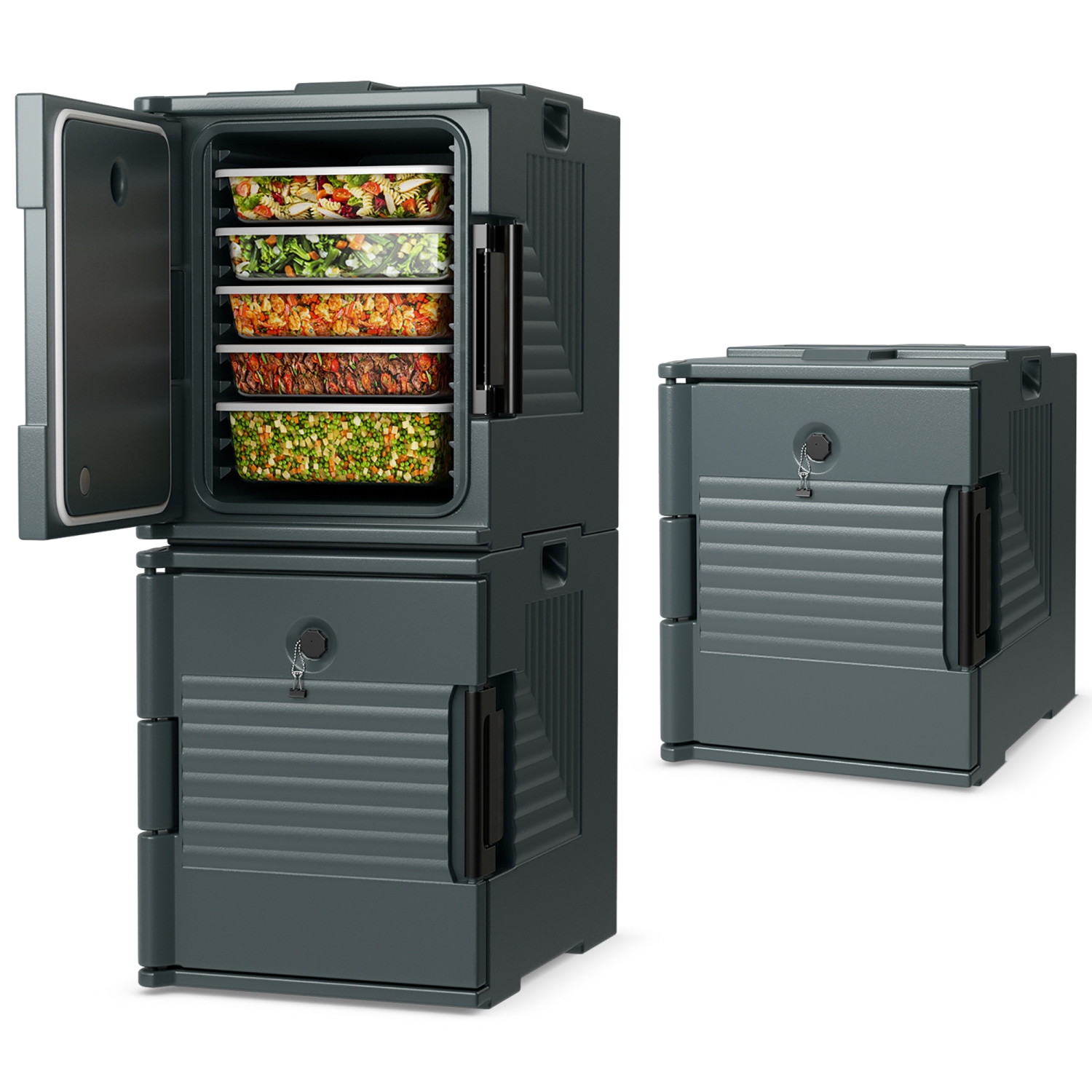 Gymax 3 Pack End Loading Insulated Food Pan Carrier Hot & Cold 6 Pan Capacity w/Handle