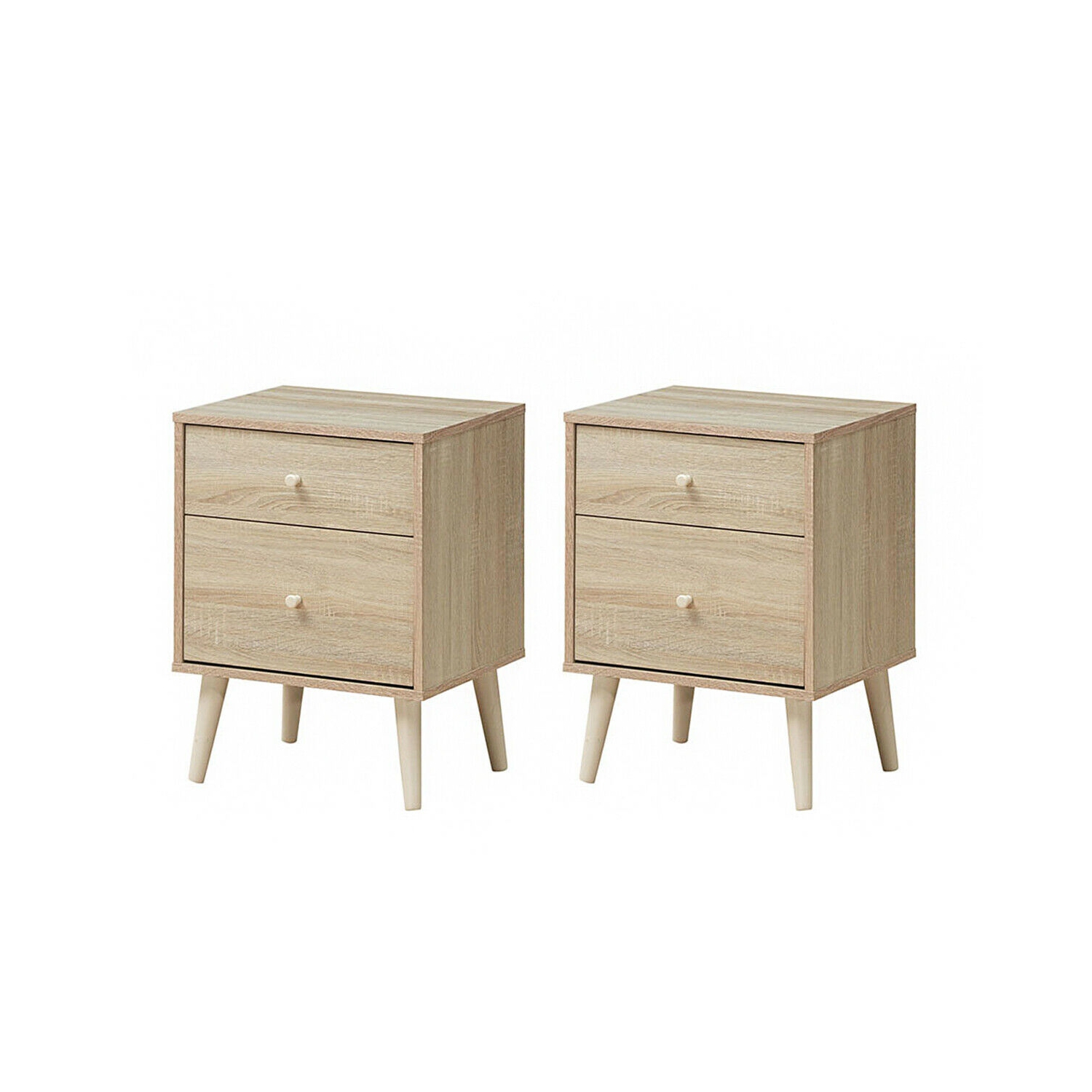 Gymax Nightstand 2-Drawer Beside End Side Table w/Rubber Legs