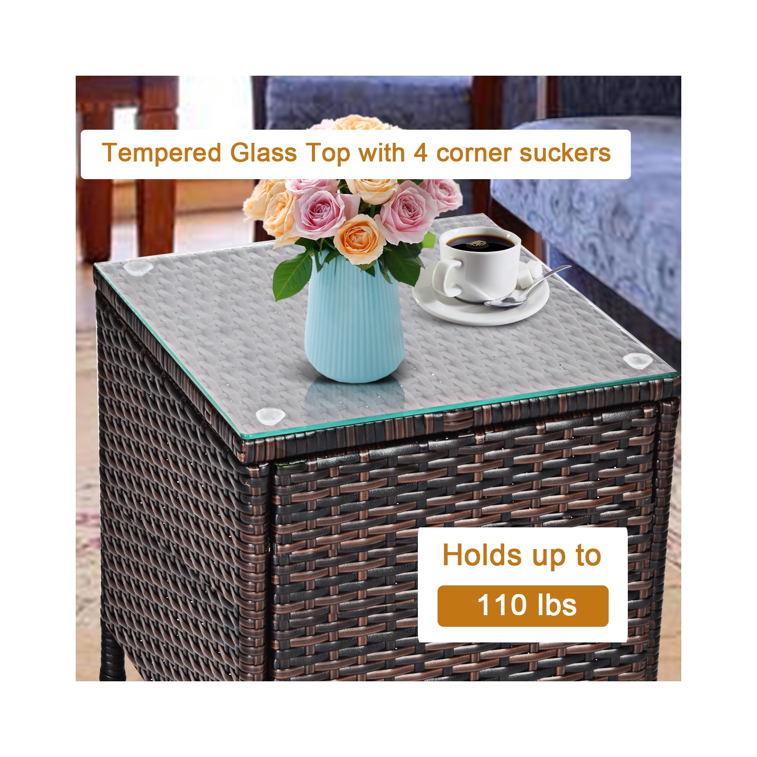 Gymax 3-Piece Patio Outdoor Rattan Furniture Set w/ Cushioned Chairs Coffee Table