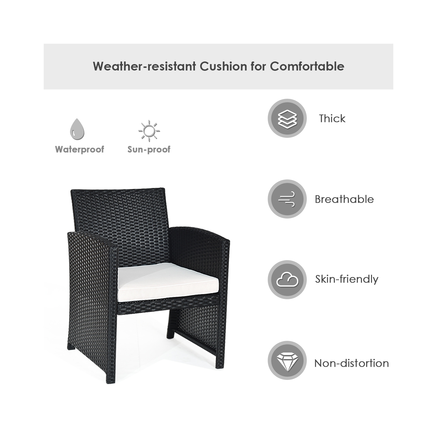 4PCS Ensemble de mobilier de patio en rotin pour l'extérieur avec table basse, canapé et fauteuil rembourré marqueGymax