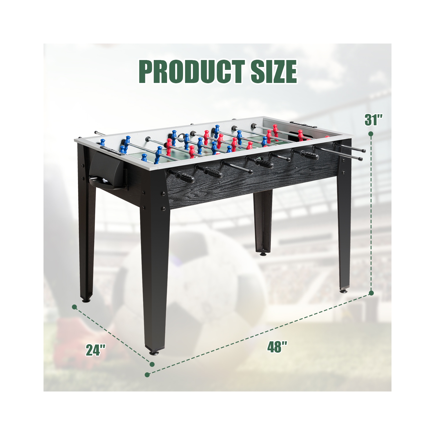 Gymax 48'' Competition Sized Wooden Soccer Football Table Adults & Kids Home Recreation