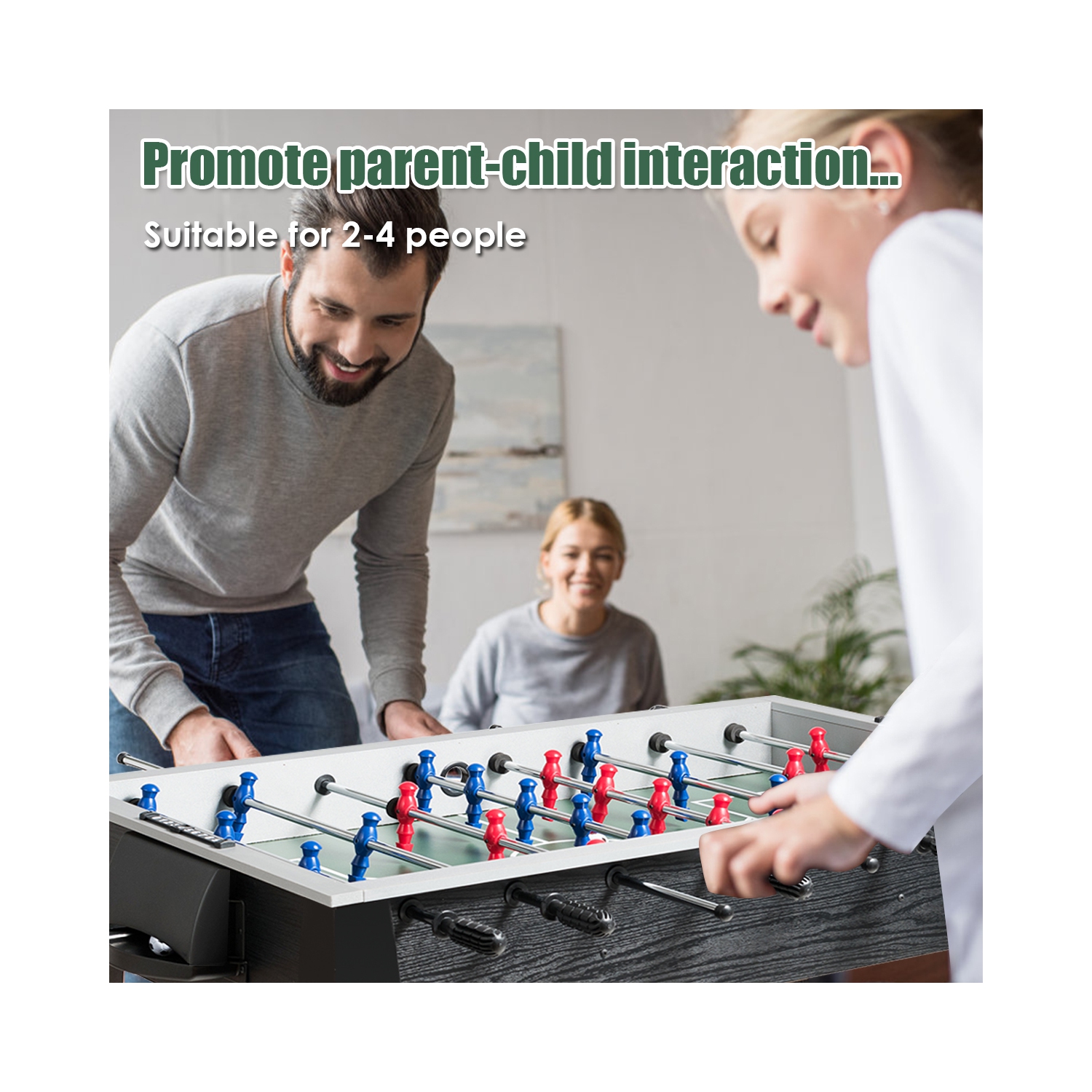 Gymax 48'' Competition Sized Wooden Soccer Football Table Adults & Kids Home Recreation