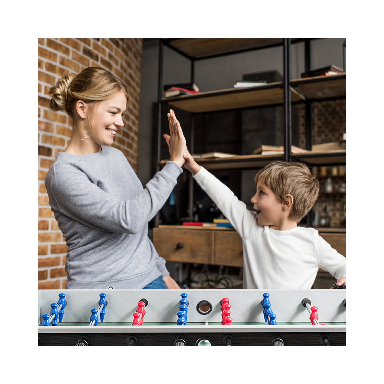 Gymax 48'' Competition Sized Wooden Soccer Football Table Adults & Kids Home Recreation