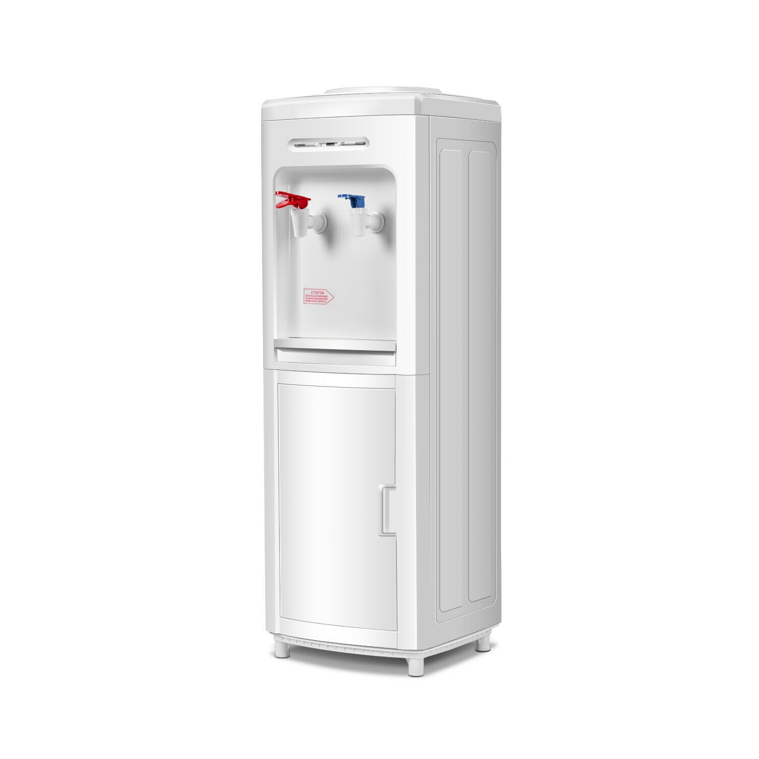 Gymax 5 Gallon Top Loading Hot & Cold Water Dispenser Cooler w/ Storage Cabinet