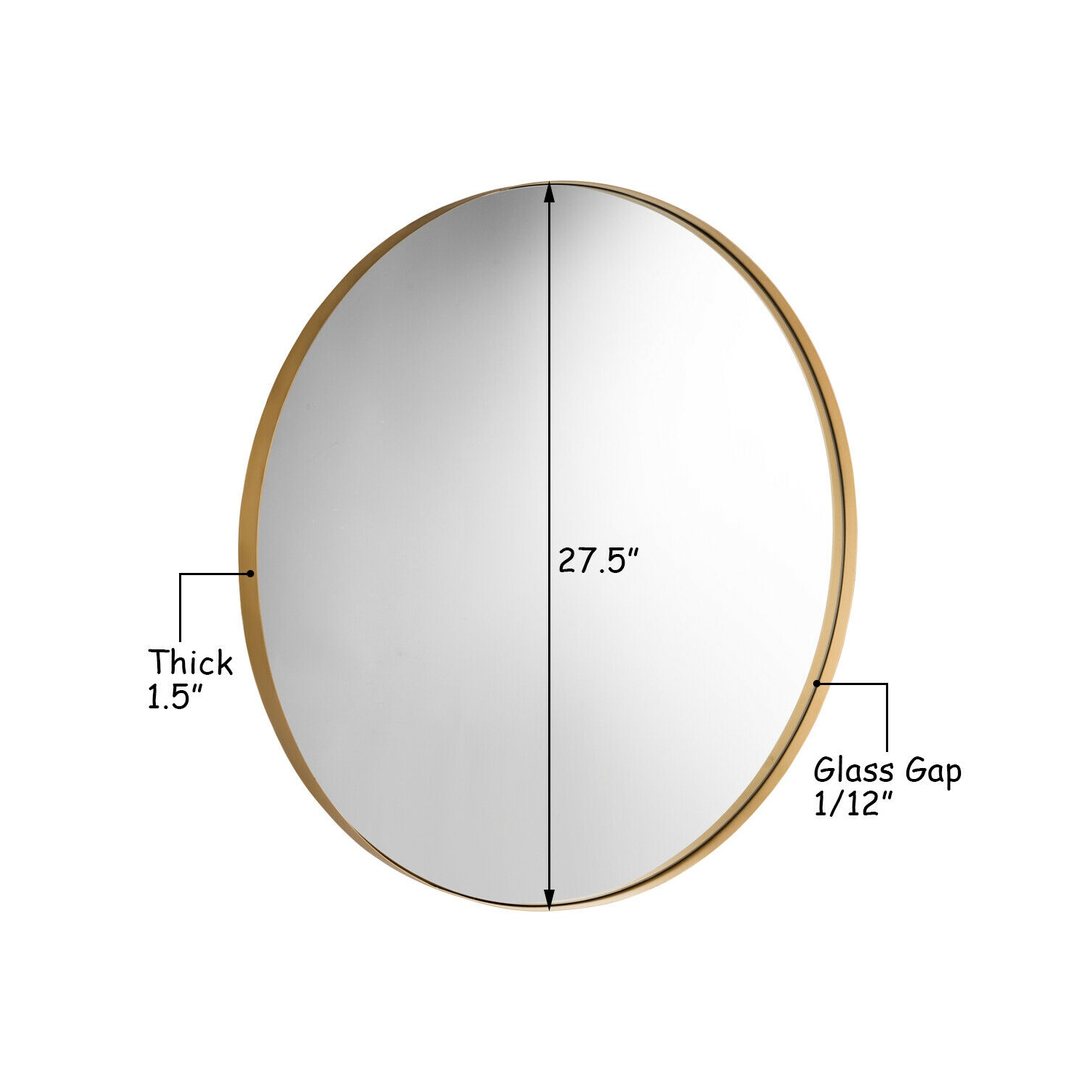 Gymax 27.5'' Modern Metal Wall-Mounted Round Mirror for Bathroom Entryway Gold