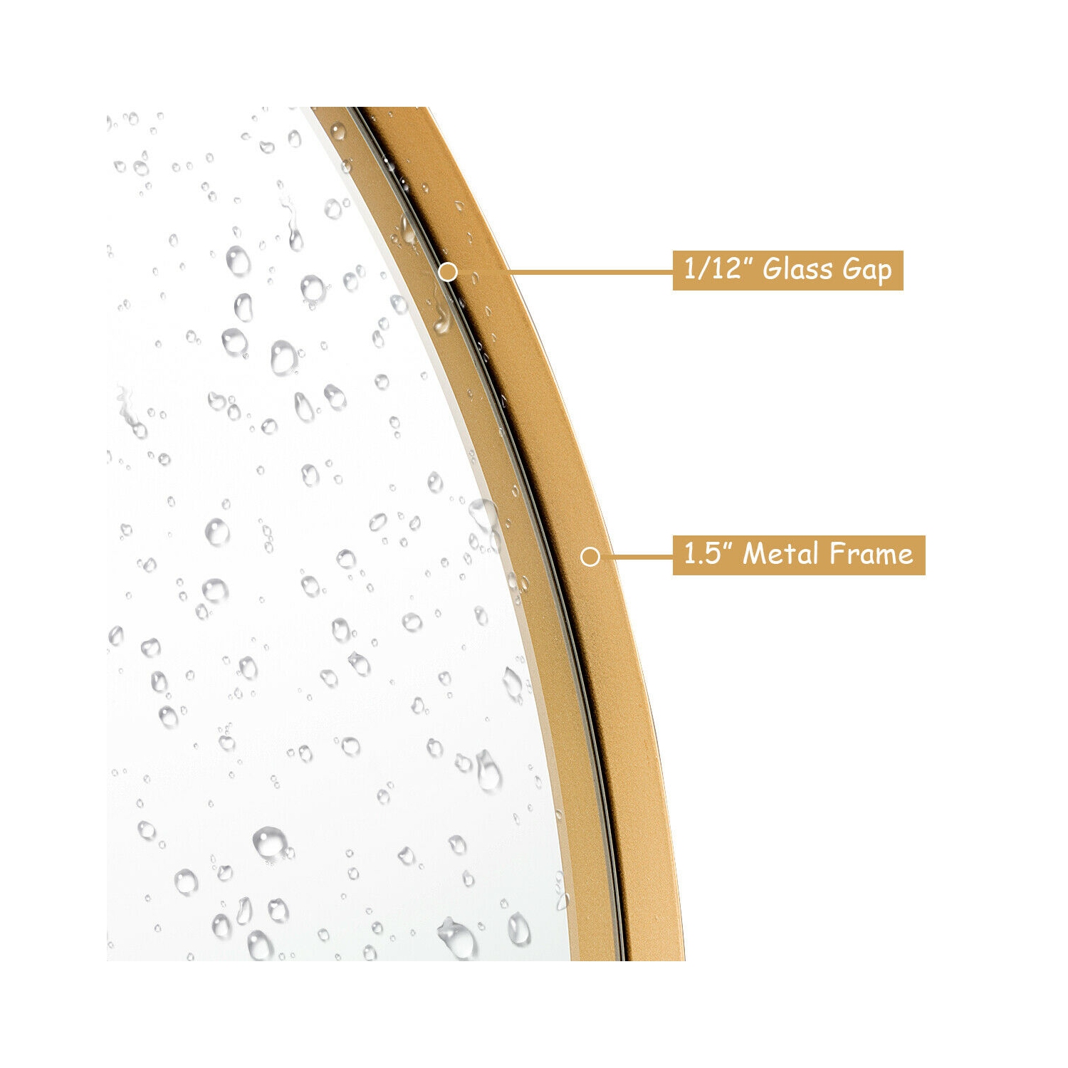 Gymax 27.5'' Modern Metal Wall-Mounted Round Mirror for Bathroom Entryway Gold