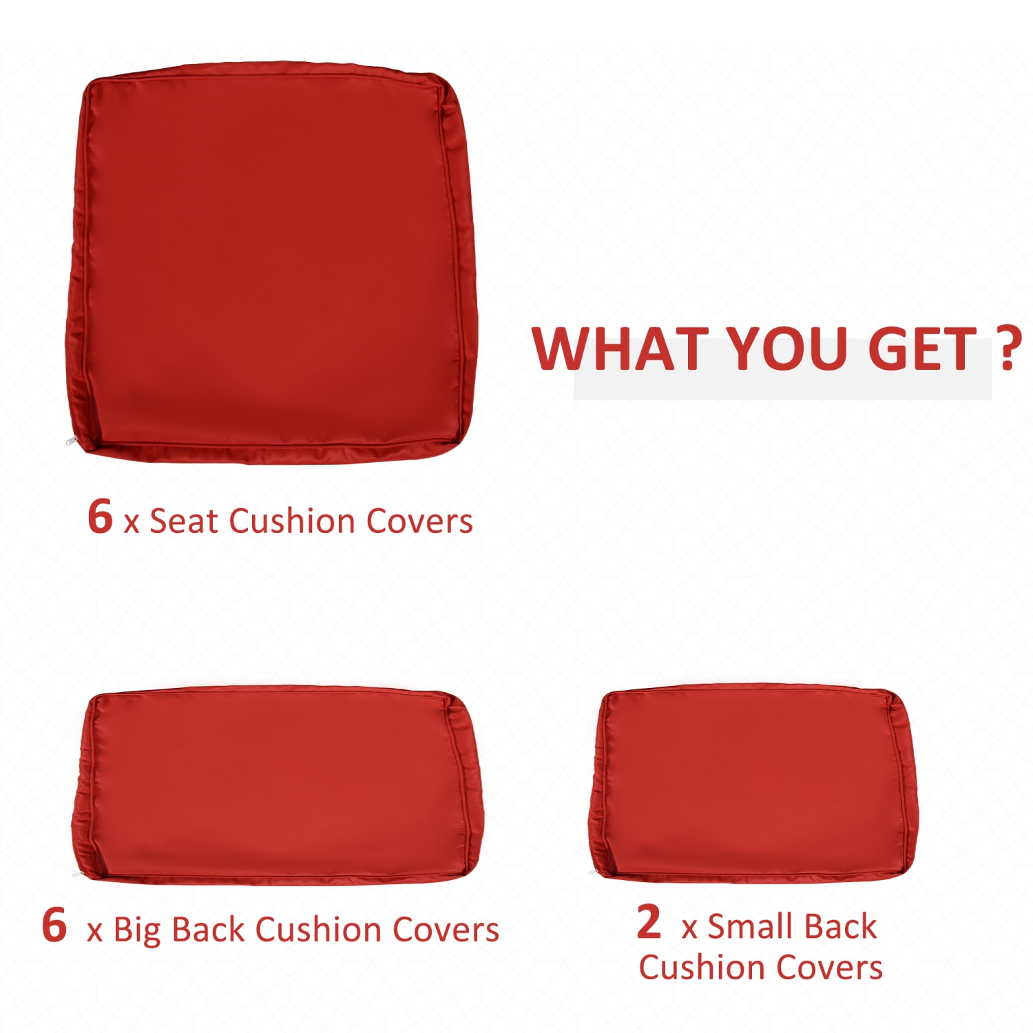 Outsunny 14Pcs Outdoor Cushion Covers, Patio Cushion Covers Replacement for Rattan Sofa Set - No Cushion Included, Red