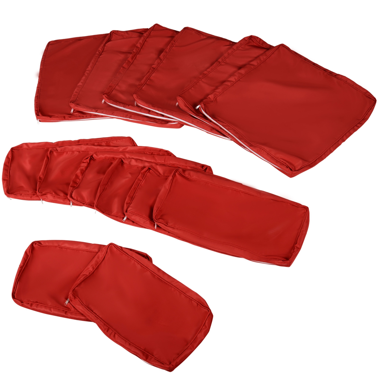 Outsunny 14Pcs Outdoor Cushion Covers, Patio Cushion Covers Replacement for Rattan Sofa Set - No Cushion Included, Red