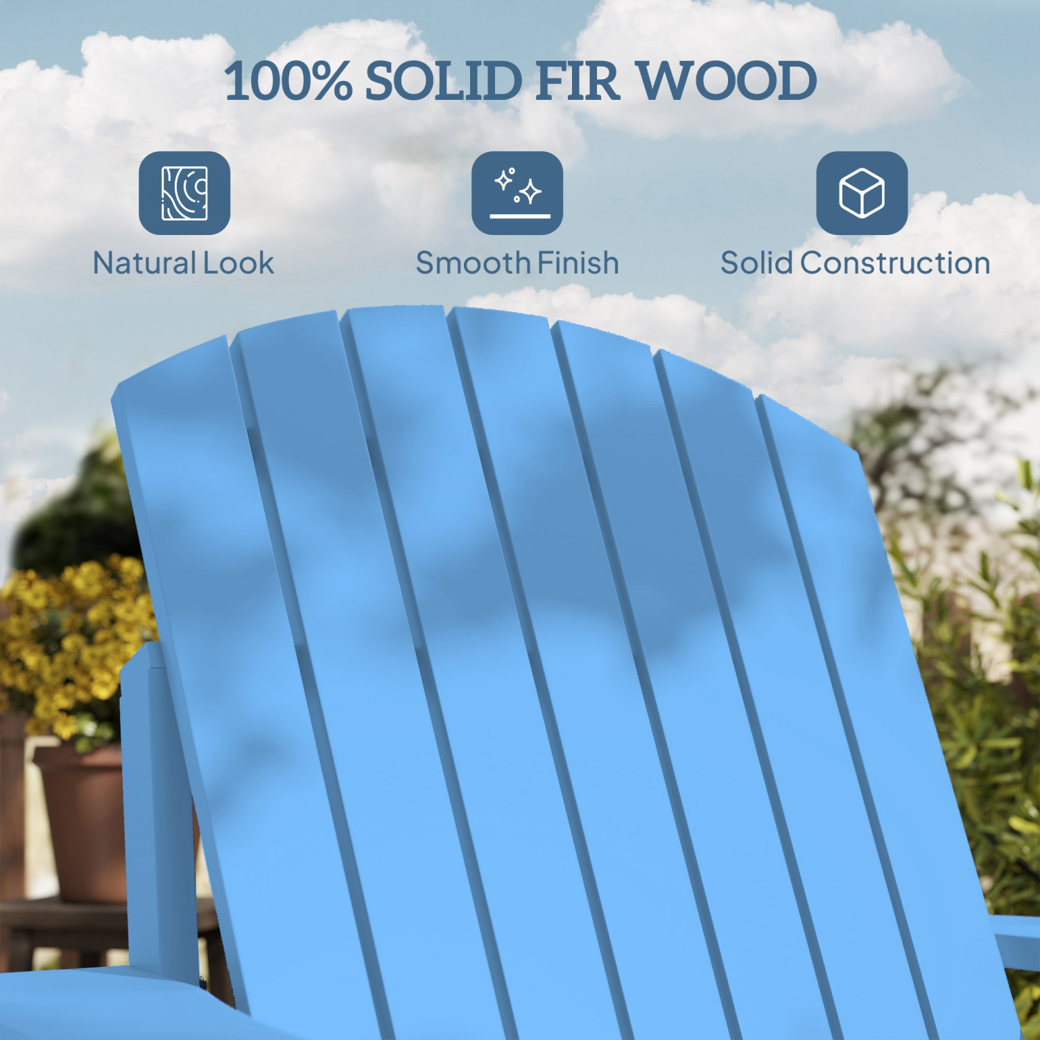 Outsunny Classic Adirondack Chair Muskoka Chair, Garden Deck Chair with Cup Holder for Patio, Indoor, Backyard, Blue