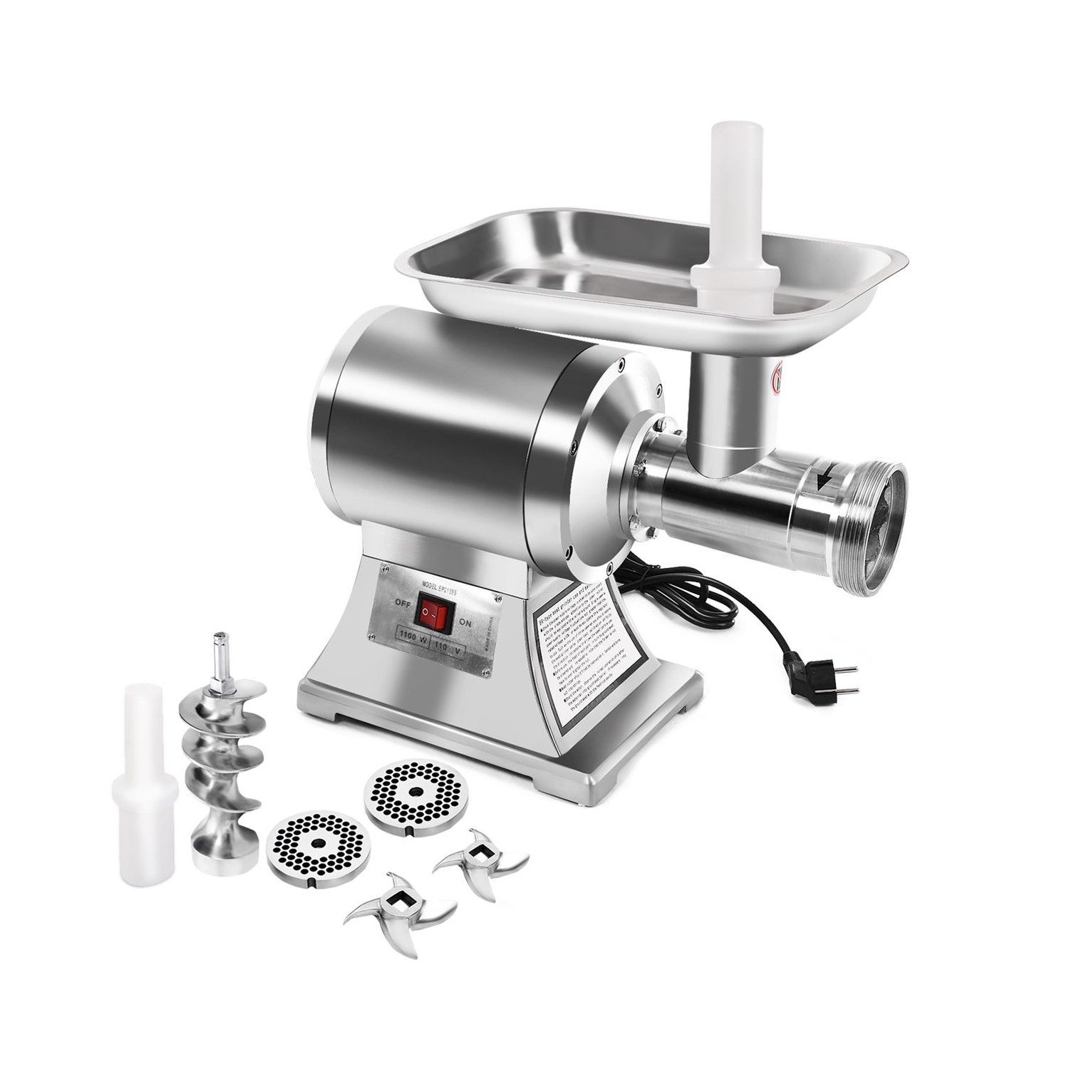 Gymax Commercial 1.5HP Electric Meat Grinder 1100W Stainless Steel Heavy Duty #22
