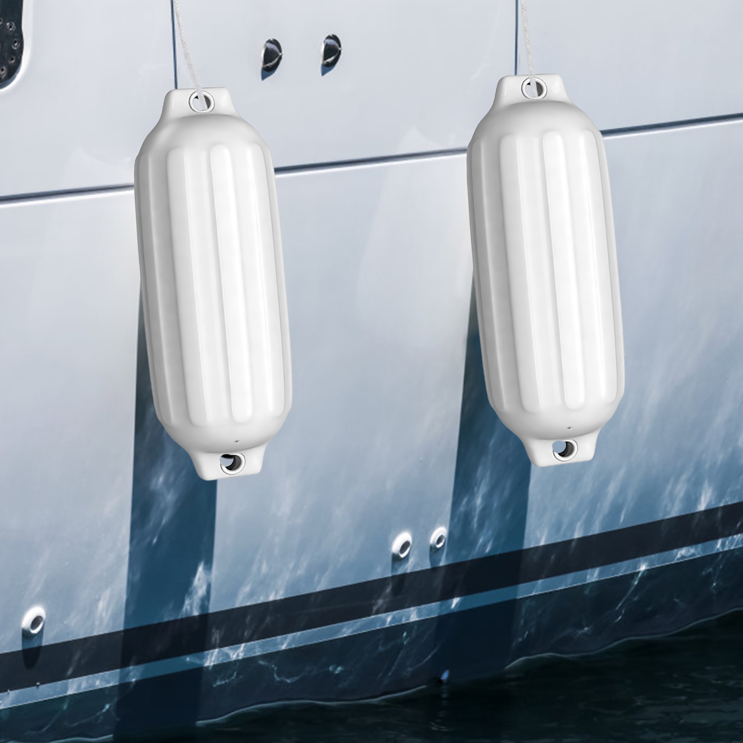 Gymax 23'' Boat Fenders Hand Inflatable Marine Bumper Shield Protection Pack of 4 White