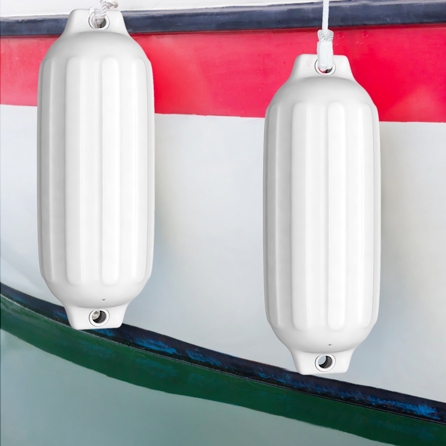 Gymax 23'' Boat Fenders Hand Inflatable Marine Bumper Shield Protection Pack of 4 White