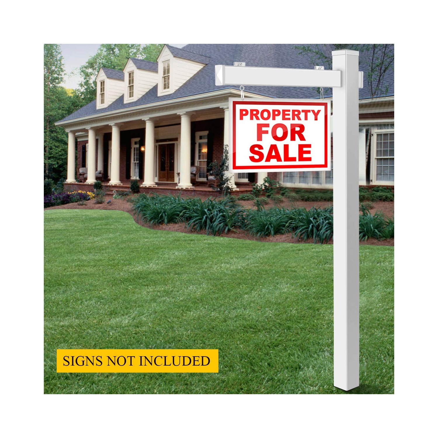 Gymax 6' UPVC Real Estate Sign Post Open House Yard Home for Sale White W/Stake