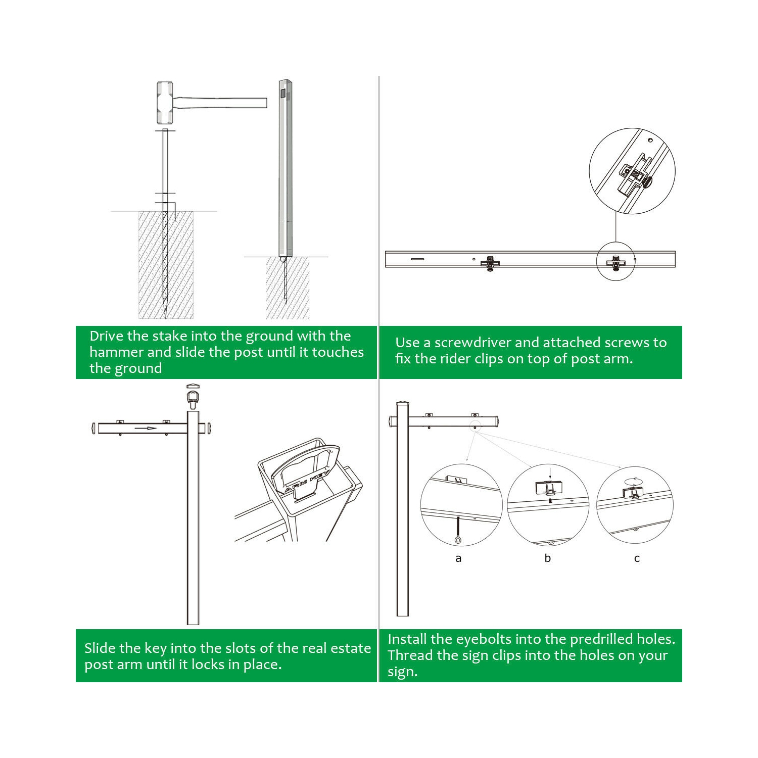 Gymax 6' UPVC Real Estate Sign Post Open House Yard Home for Sale White W/Stake