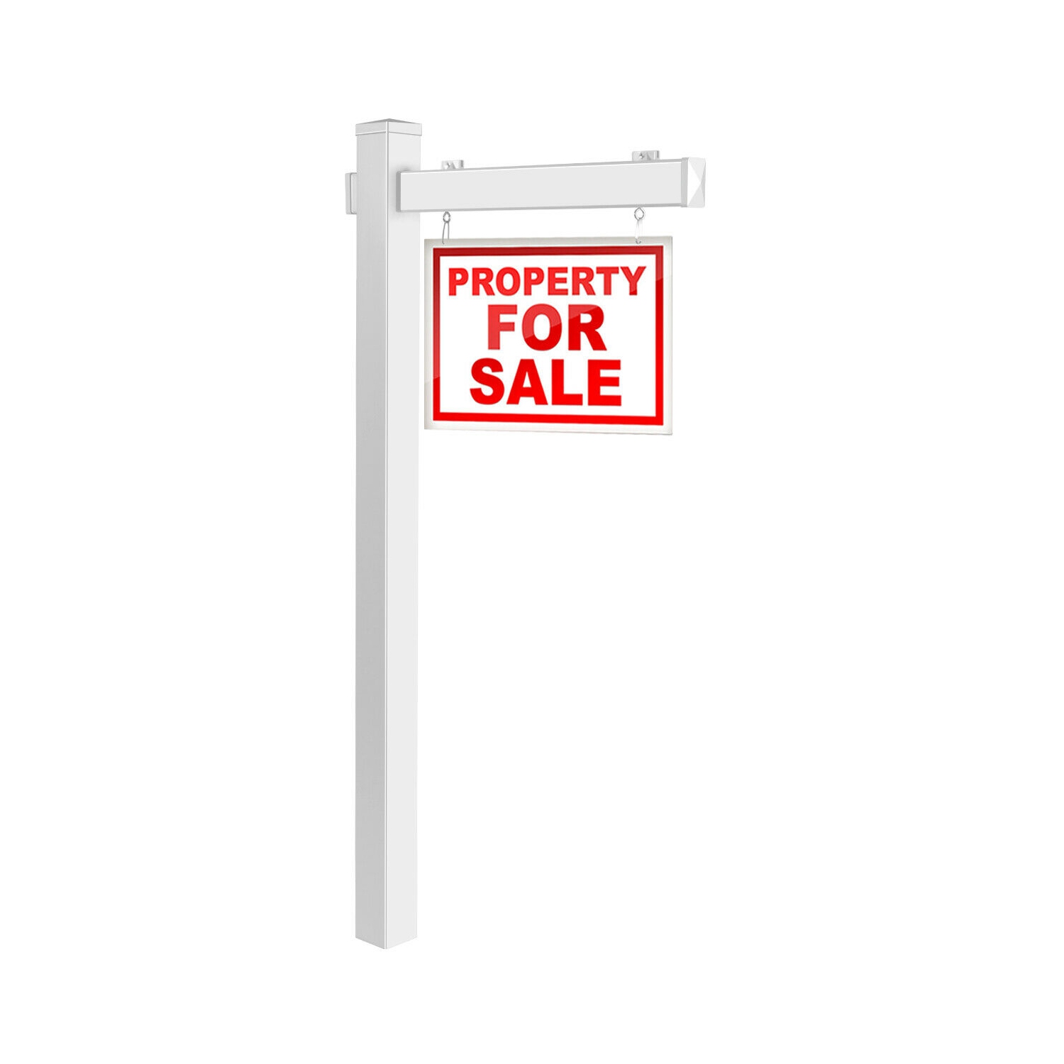 Gymax 6' UPVC Real Estate Sign Post Open House Yard Home for Sale White W/Stake