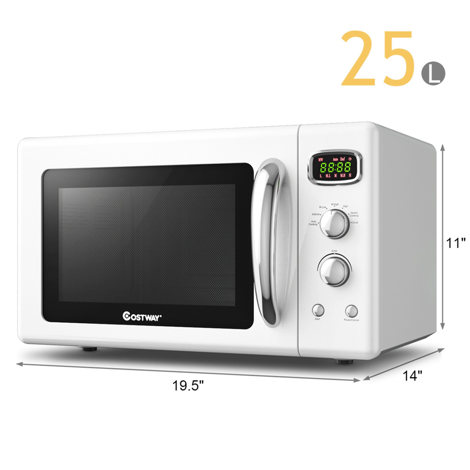 0.9Cu.ft. Retro Countertop Compact Microwave Oven 900W 8 Cooking Settings