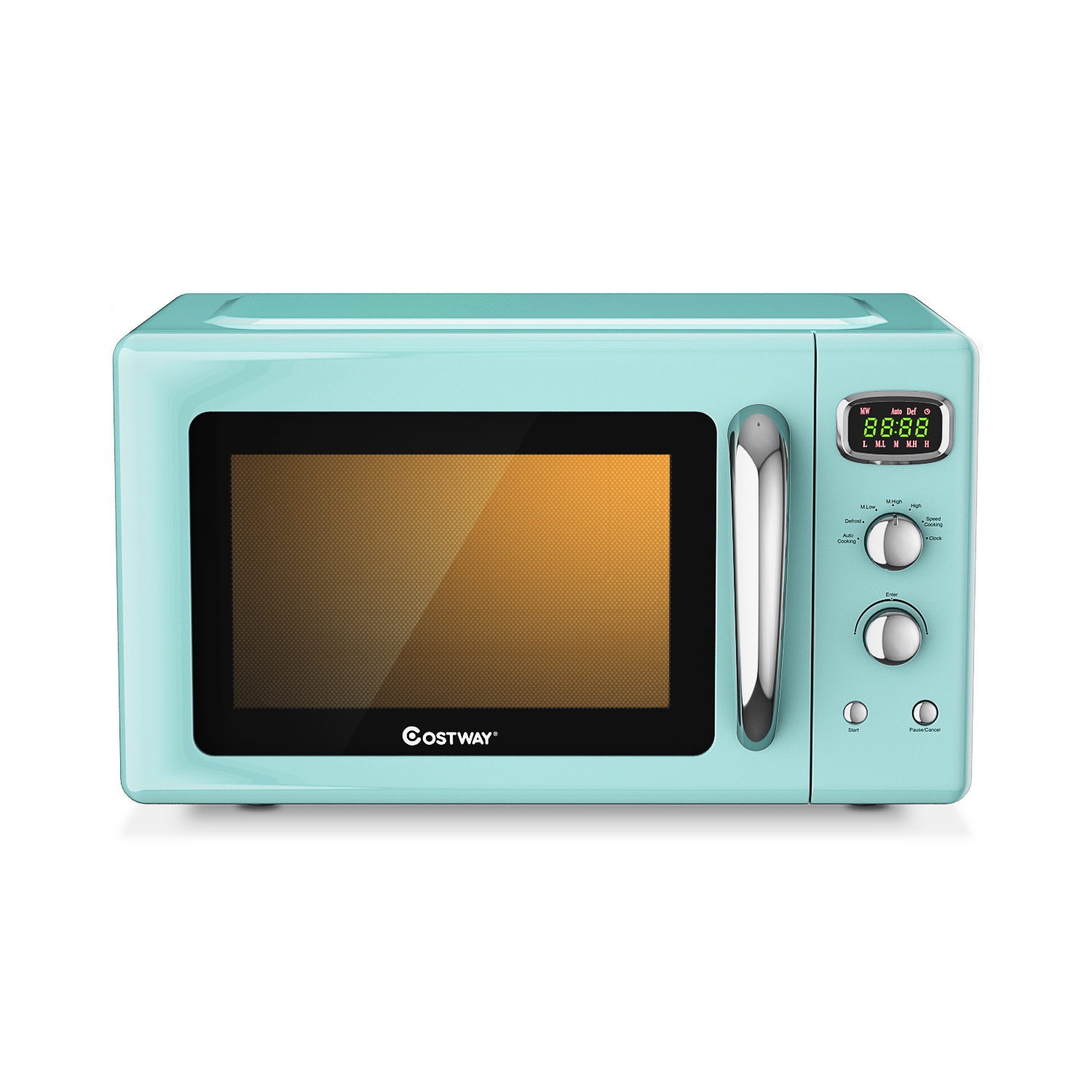 Costway 0.9Cu.ft. Retro Countertop Compact Microwave Oven 900W 8 Cooking Settings