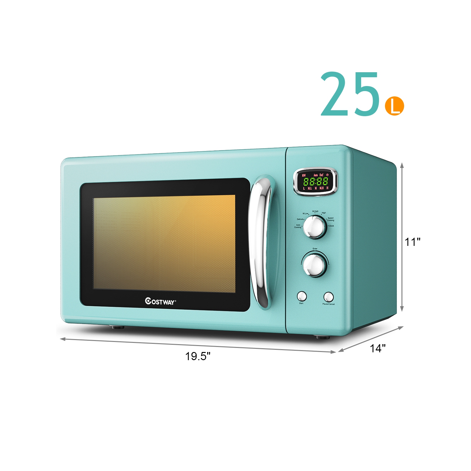 Costway 0.9Cu.ft. Retro Countertop Compact Microwave Oven 900W 8 Cooking Settings
