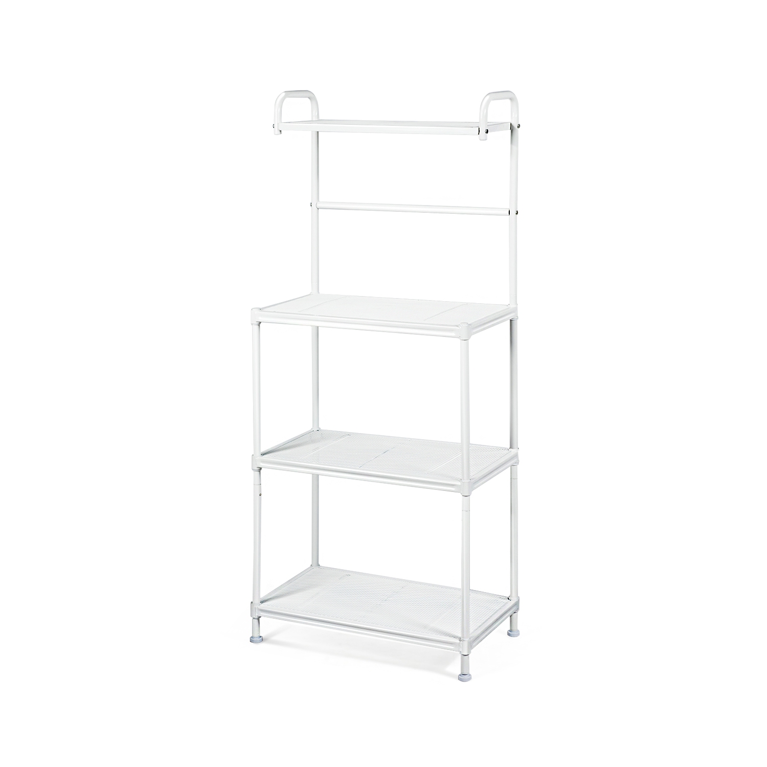 Costway 4-Tier Baker's Rack Microwave Oven Rack Shelves Kitchen Storage Organizer White