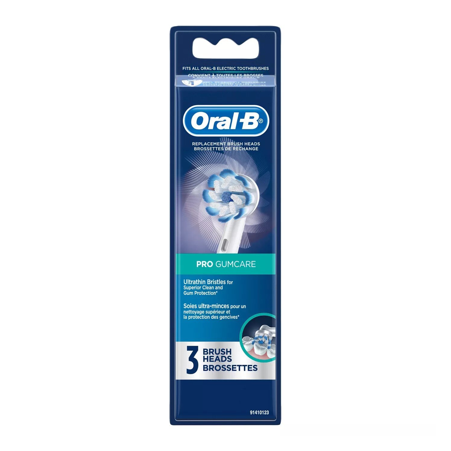 Véritable oral-B Pro Remplacement de la brosse à dents électrique Gum Care Remplacement des têtes de pinceaux rondes, 3 Compte, 2Pack