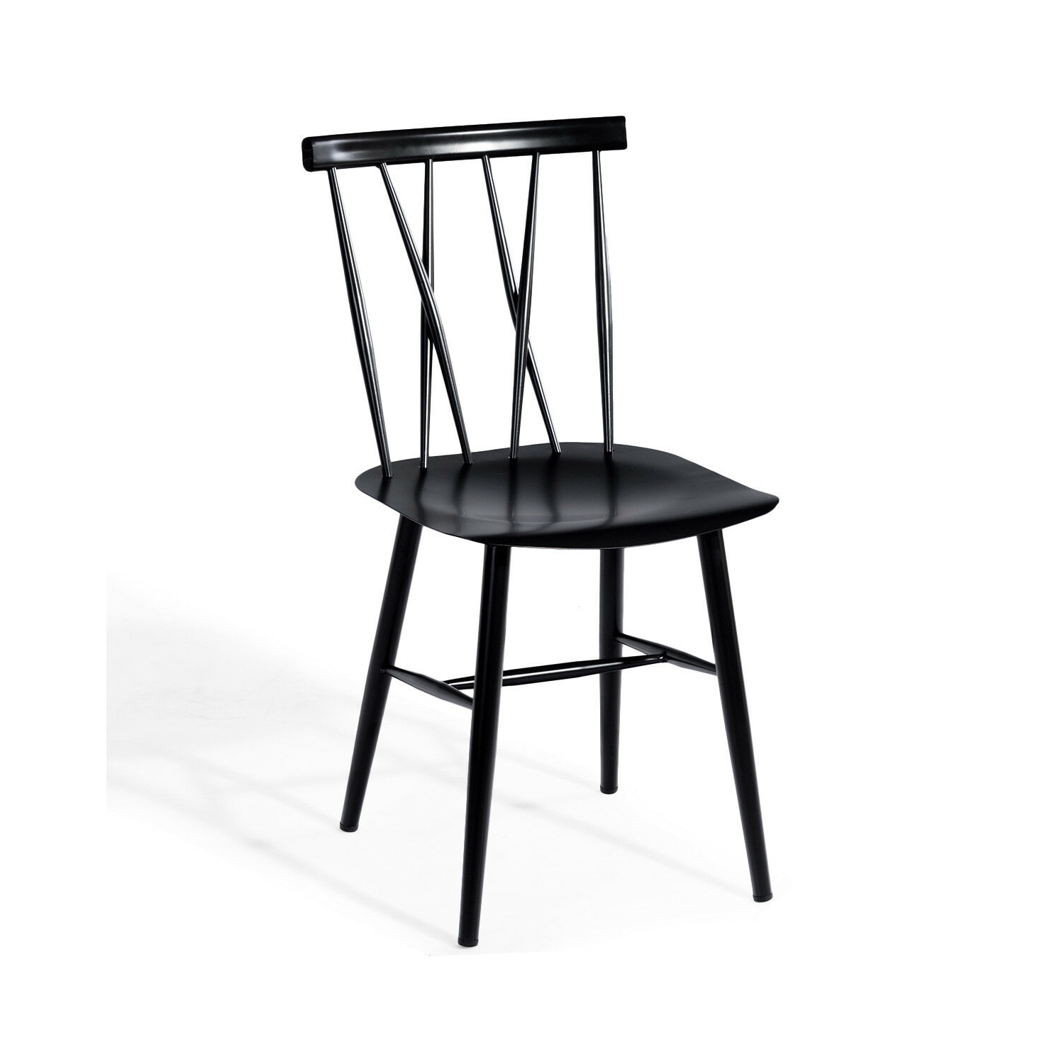 Costway Set of 2 Dining Side Chairs Chairs Armless Cross Back Kitchen Bistro Caf
