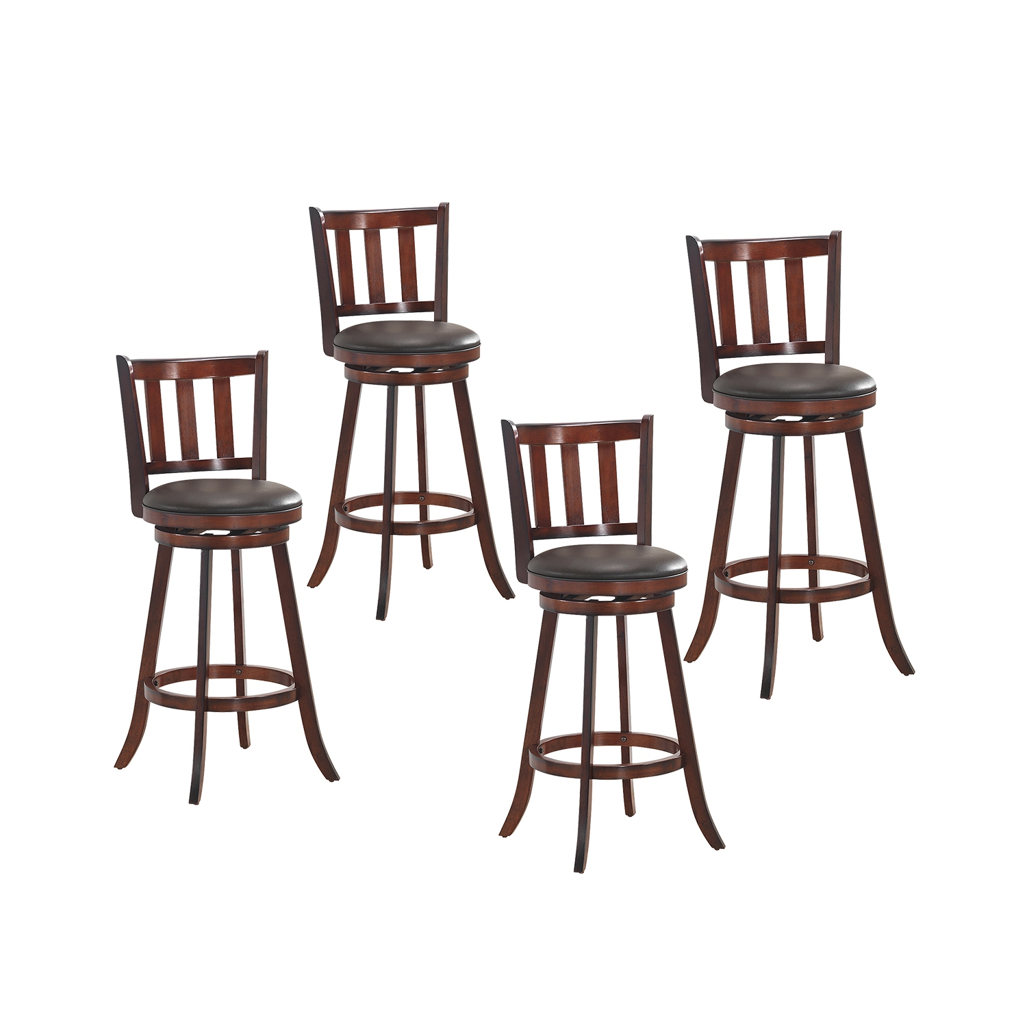 Costway Set of 4 31'' Swivel Bar stool Leather Padded Dining Kitchen Pub Bistro Chair