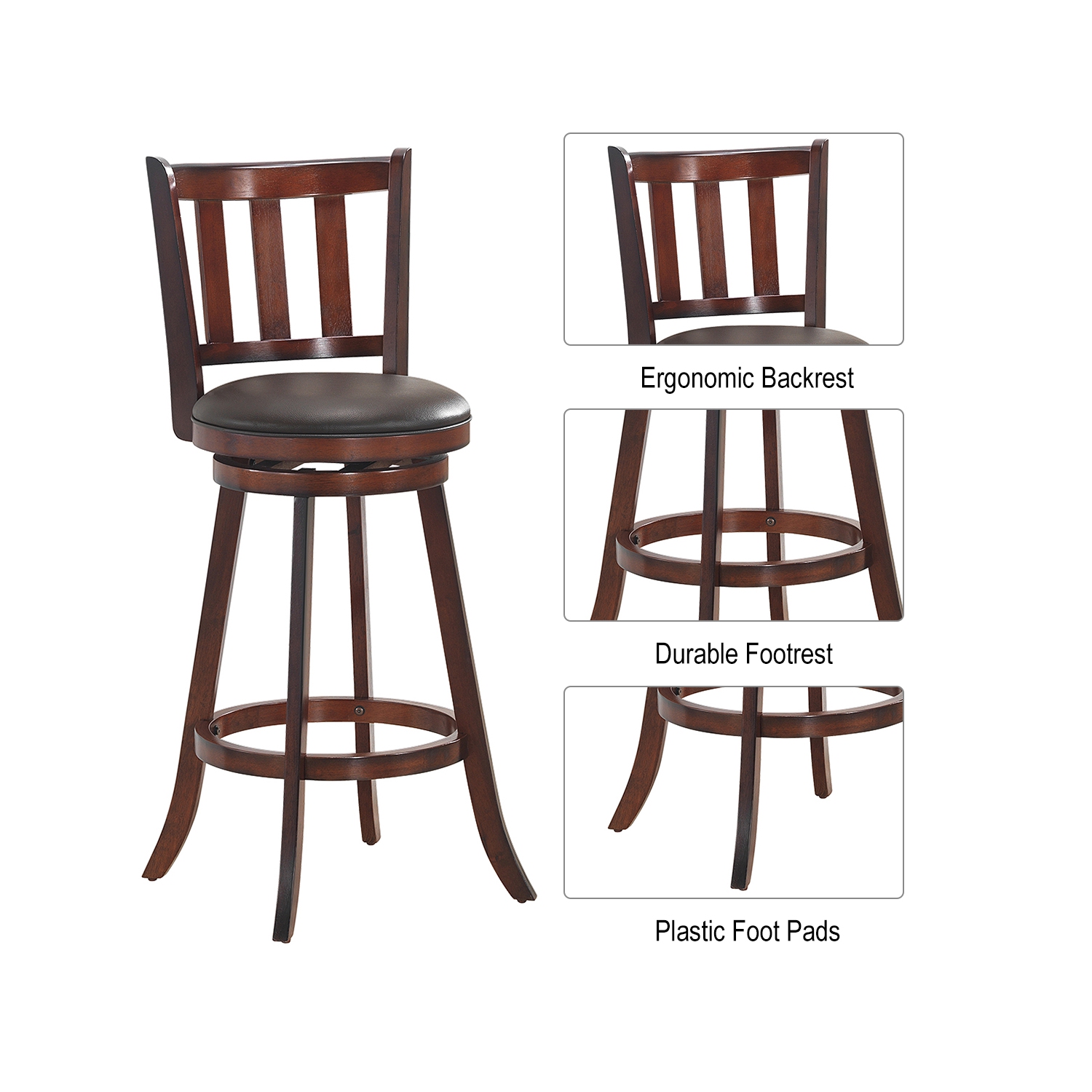 Costway Set of 4 31'' Swivel Bar stool Leather Padded Dining Kitchen Pub Bistro Chair