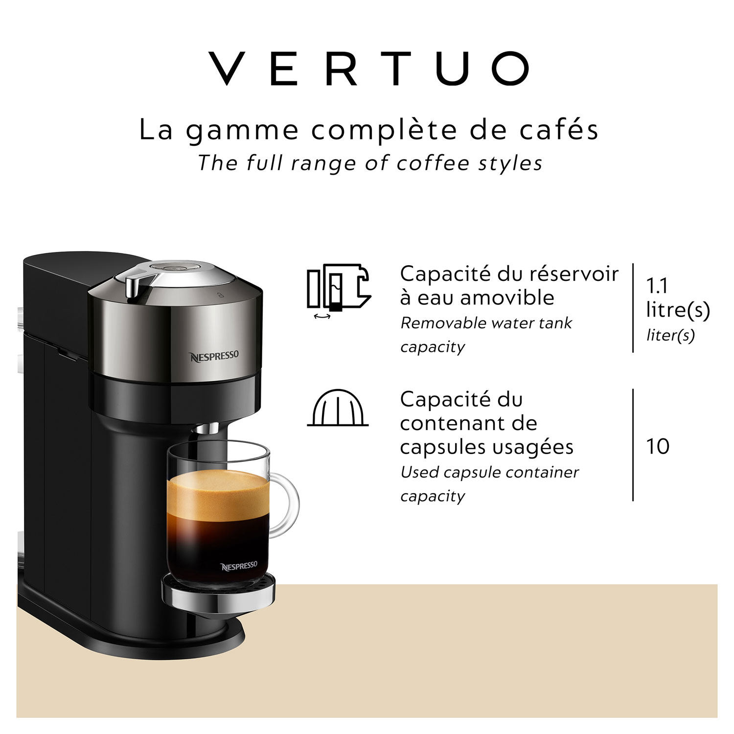 Nespresso Vertuo Next Deluxe Coffee & Espresso Machine by Breville with  Aeroccino - Dark Chrome