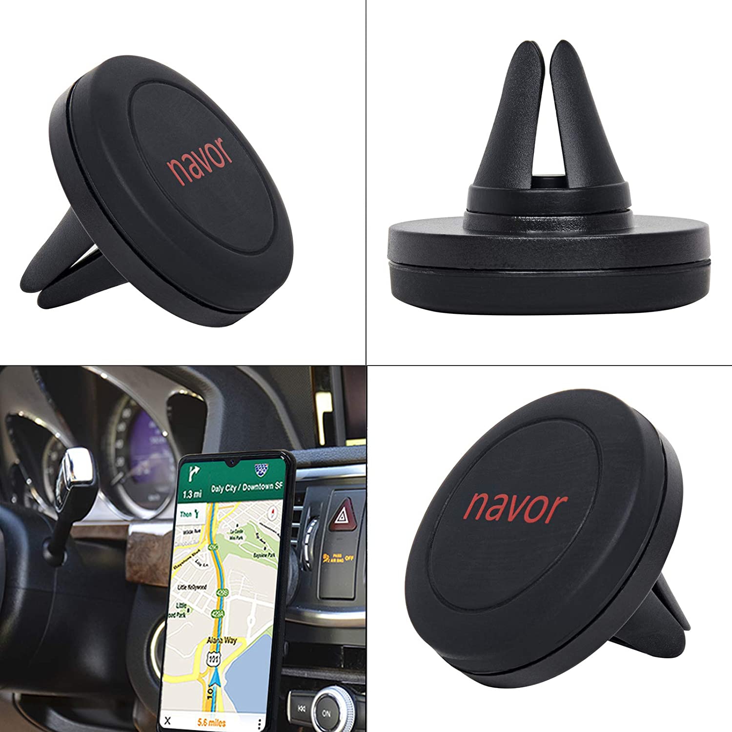 Navor Universal Car Mount & Detachable Magnetic Wallet Case with RFID Protection Compatible w/Samsung Galaxy A70 [Vajio]