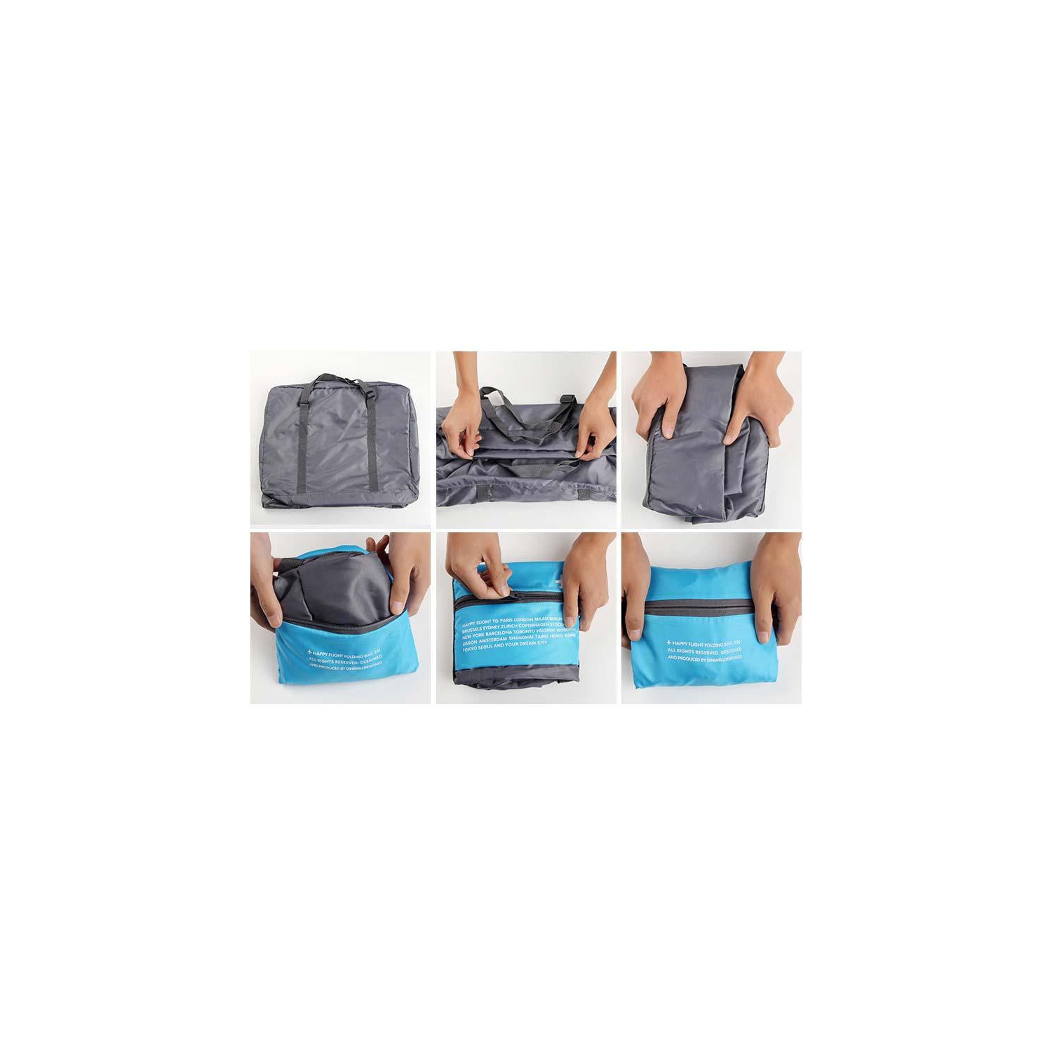 Stimula Lifestyle - Foldable Compact Collapsible Waterproof Travel Backpack Bag for Luggage Suitcase 32 Litres Grey Pink Carry On compatible with