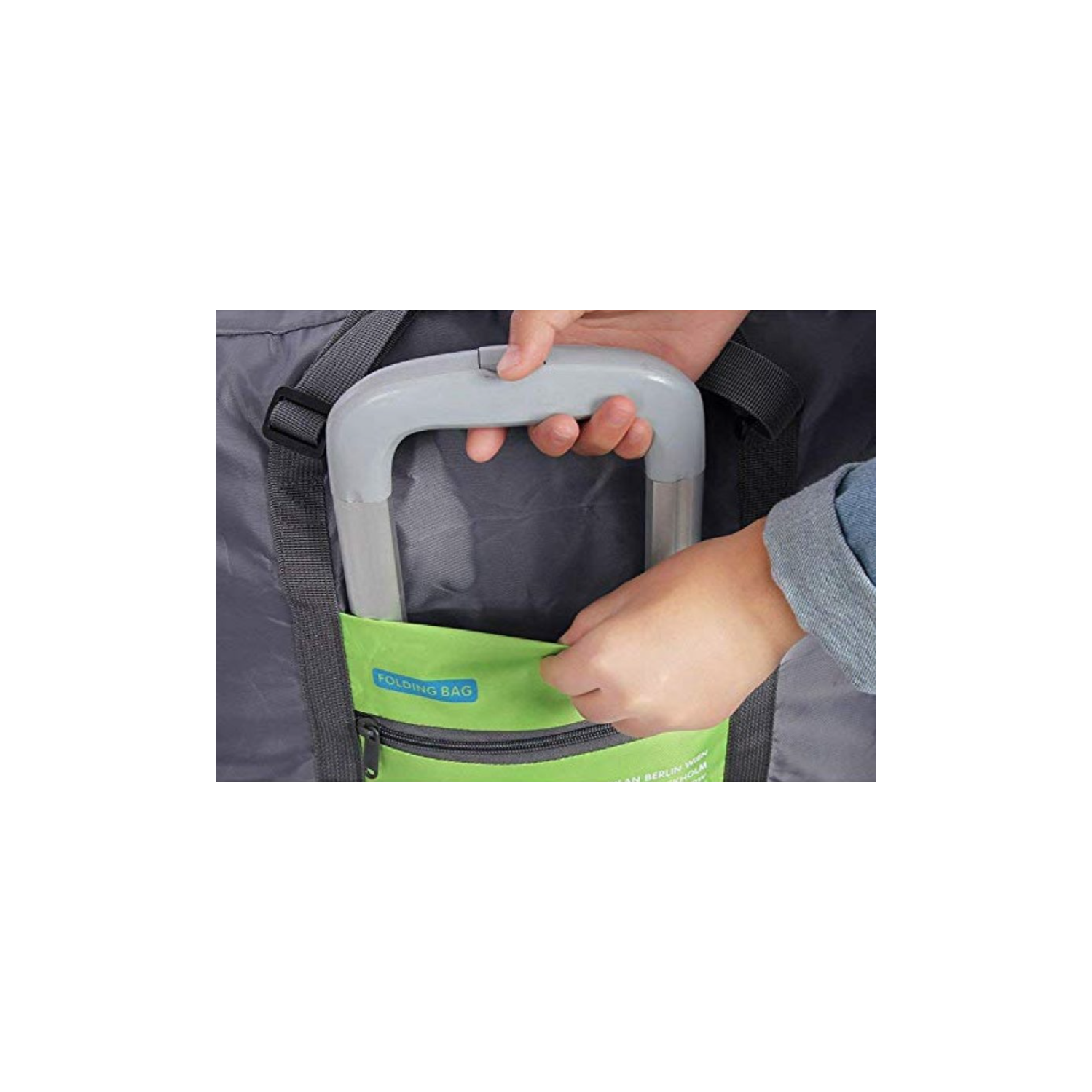 Stimula Lifestyle - Foldable Waterproof Travel Backpack Bag for Luggage Suitcase 32 Litres Grey Green Carry On compatible with Rimowa Samsonite Tumi