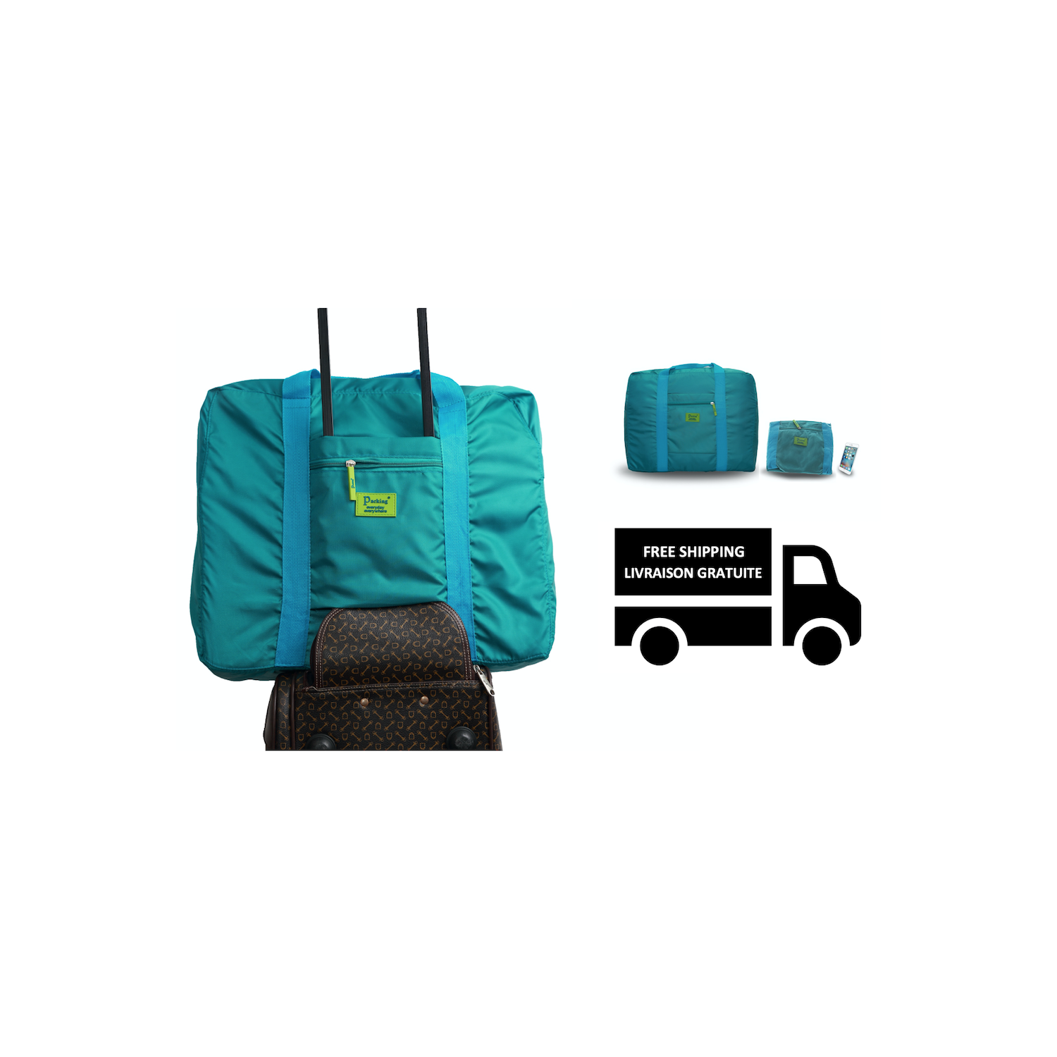 Stimula Lifestyle – Sac à dos de voyage étanche pliable, compact et repliable, valise et sac à main de 34 L – Vert forêt – Expédition gratuite
