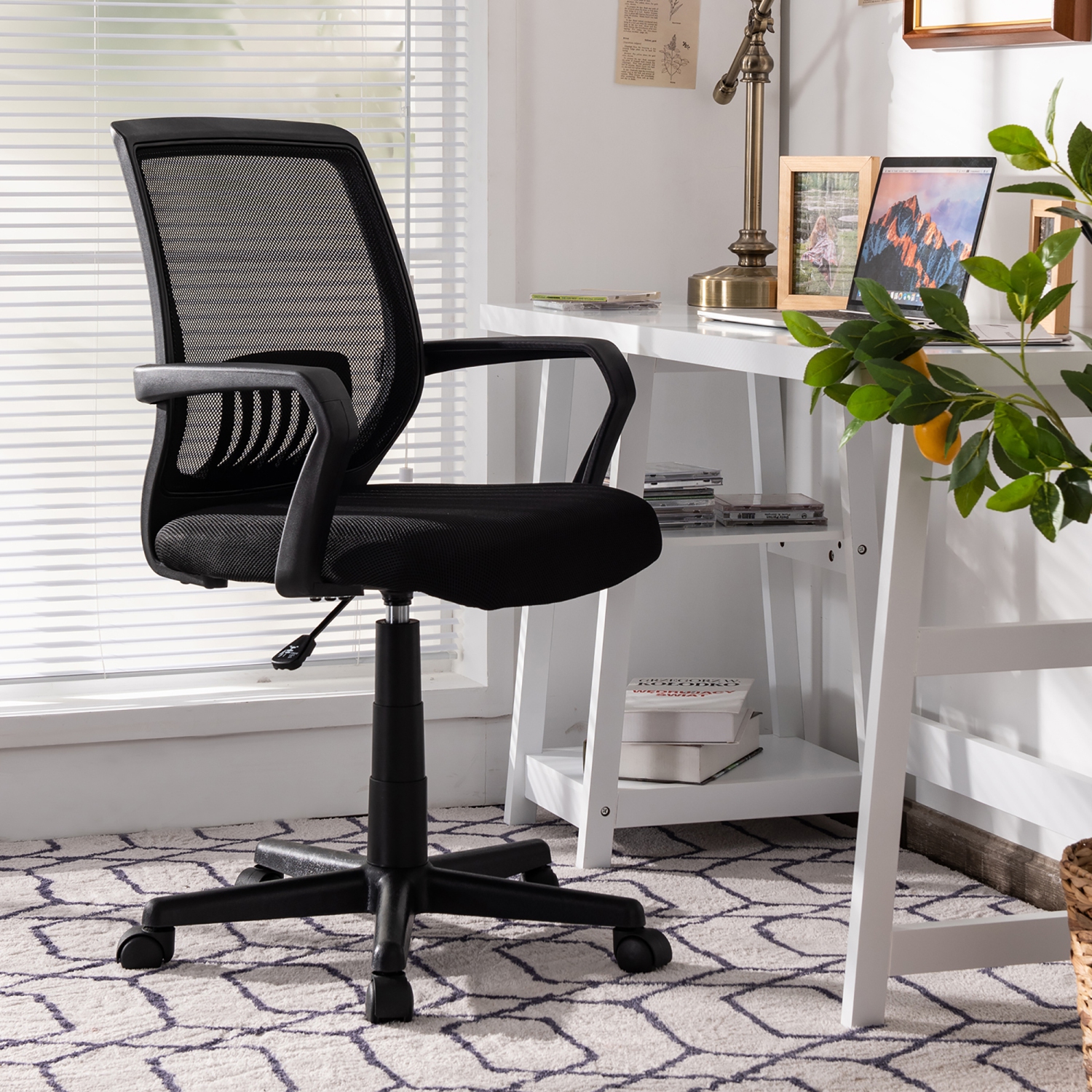 Costway Mid-Back Mesh Chair Height Adjustable Executive Chair w/ Lumbar Support