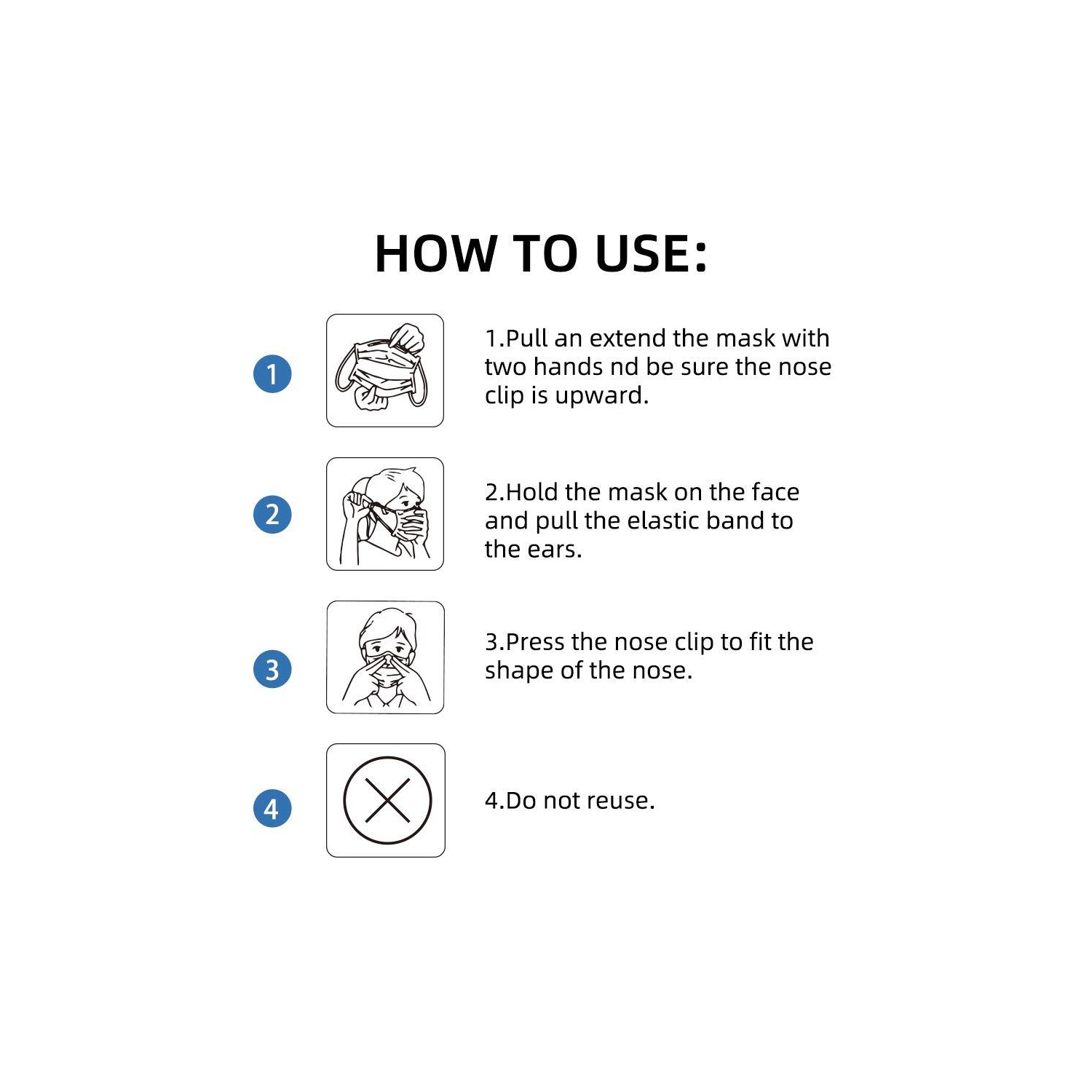 3 paires de coussinets jetables respirants pour le visage en boucle 50 épaisseurs