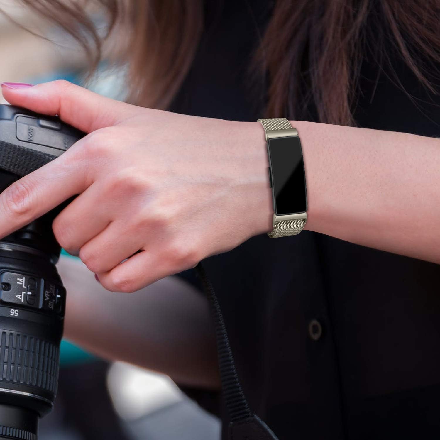 Metal Replacement Bands Compatible with Fitbit Inspire HR Bands/Inspire Band, Adjustable Stainless Metal Wristband Bracelet Straps for Fitbit Inspire