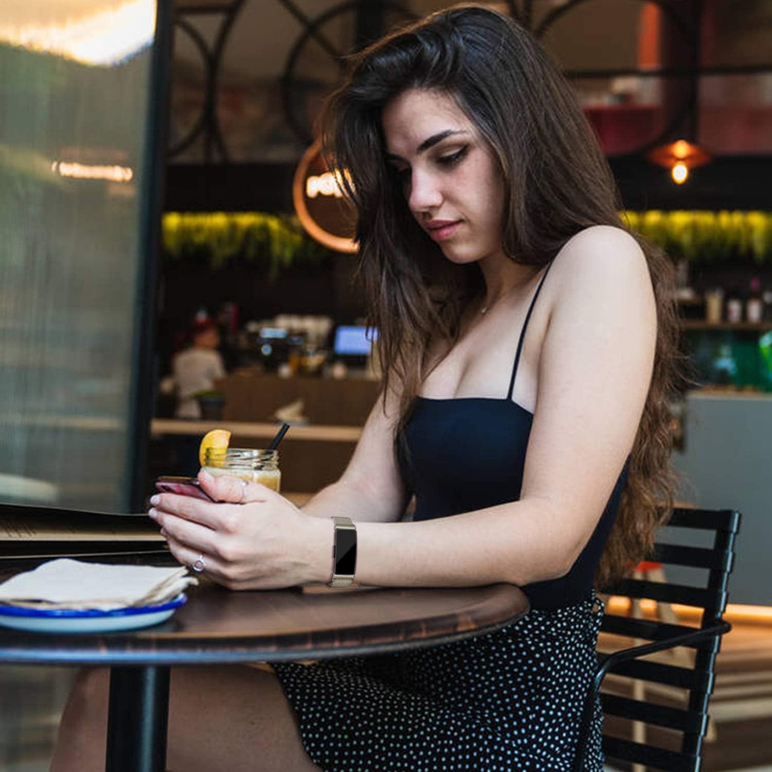 Metal Replacement Bands Compatible with Fitbit Inspire HR Bands/Inspire Band, Adjustable Stainless Metal Wristband Bracelet Straps for Fitbit Inspire