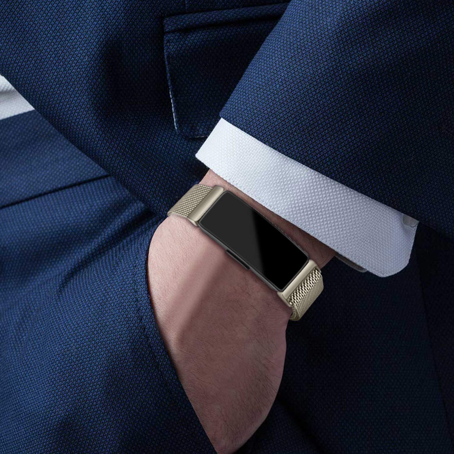 Metal Replacement Bands Compatible with Fitbit Inspire HR Bands/Inspire Band, Adjustable Stainless Metal Wristband Bracelet Straps for Fitbit Inspire