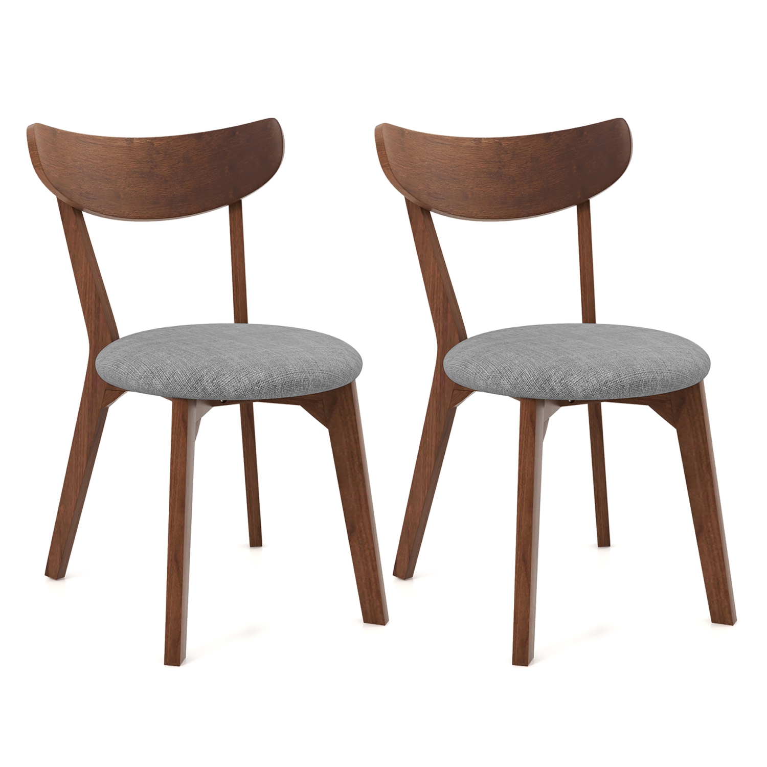 Costway Set of 2 Dining Chair Upholstered Curved Back Side Chair with Solid Wooden Legs