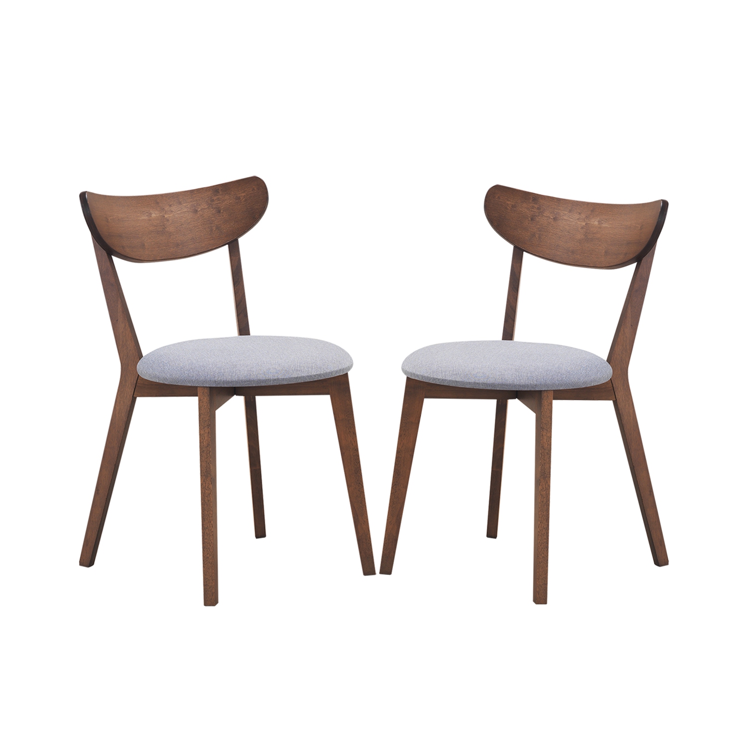 Costway Set of 2 Dining Chair Upholstered Curved Back Side Chair with Solid Wooden Legs