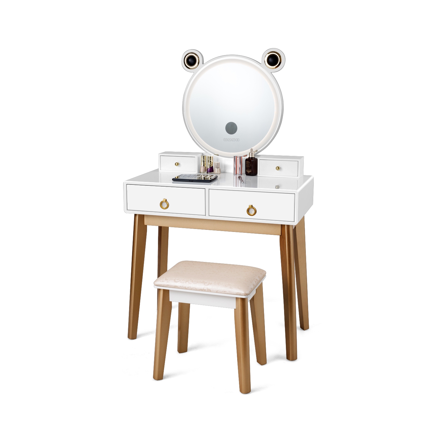 Ensemble de table de pansement de vanité avec miroir de gradation d’écrantouch